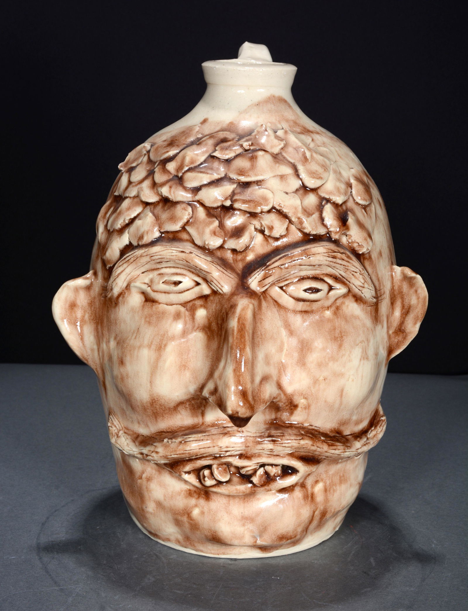 John Garrou. Large 2-Tone Face Jug. (1 of 4)