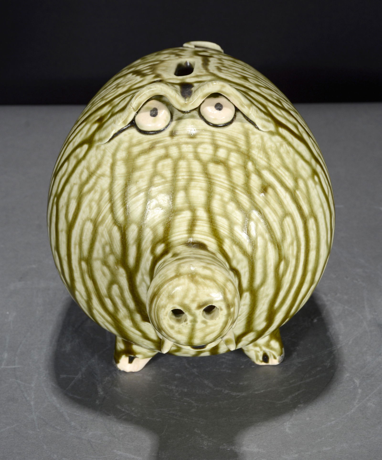 Steve Turpin. Tobacco-Spit Pottery Piggy Bank. (1 of 3)