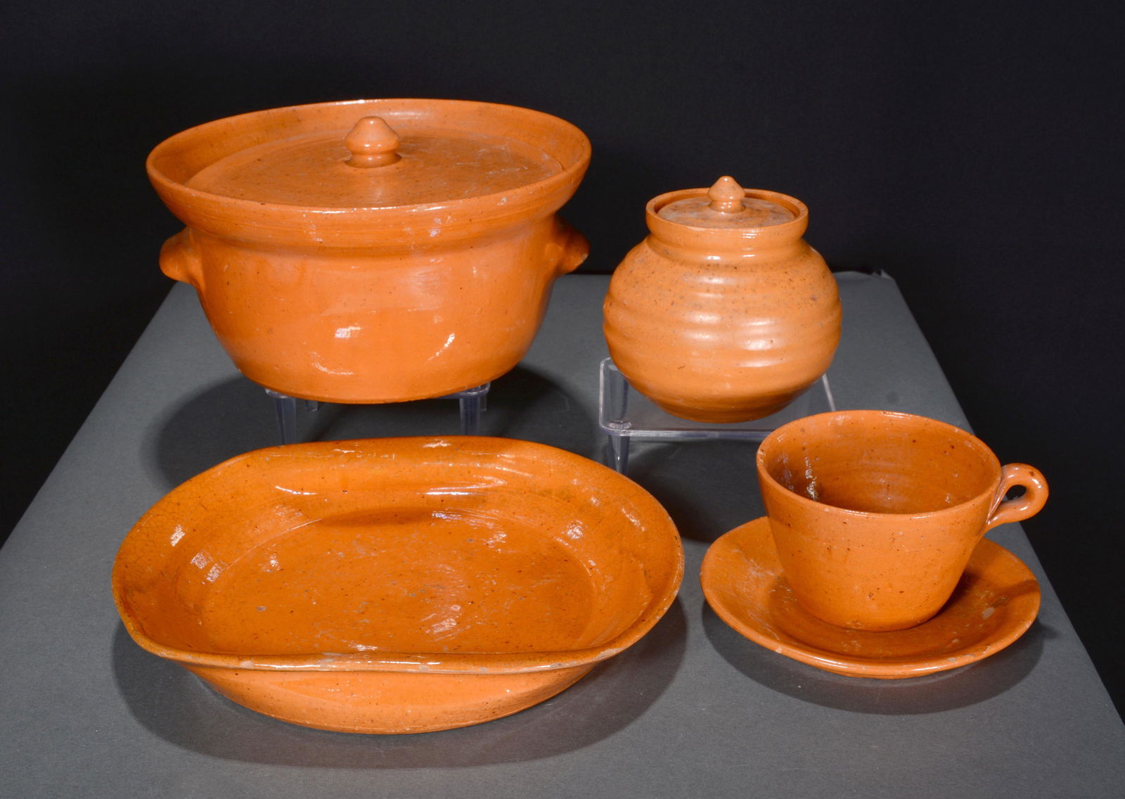 Jugtown Ware. Orange Diningware. (1 of 3)