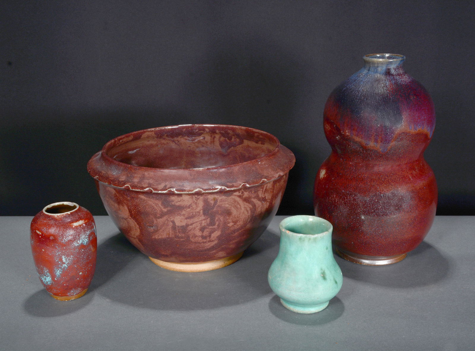 Jugtown Pottery. 4 Purple and Red Ware. (1 of 3)