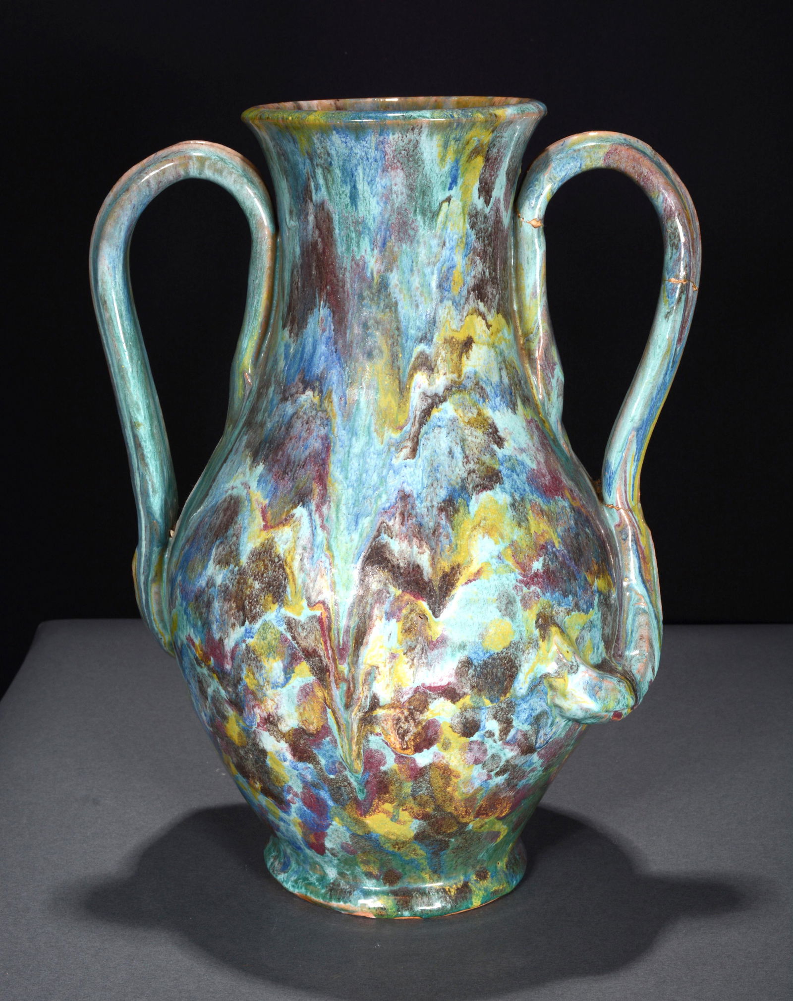 Rainbow Pottery. Double-Handle Vase. (1 of 5)