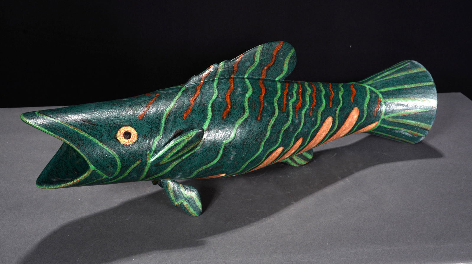 Charlie Malin. Rainbow Trout Pottery Figure. (1 of 6)