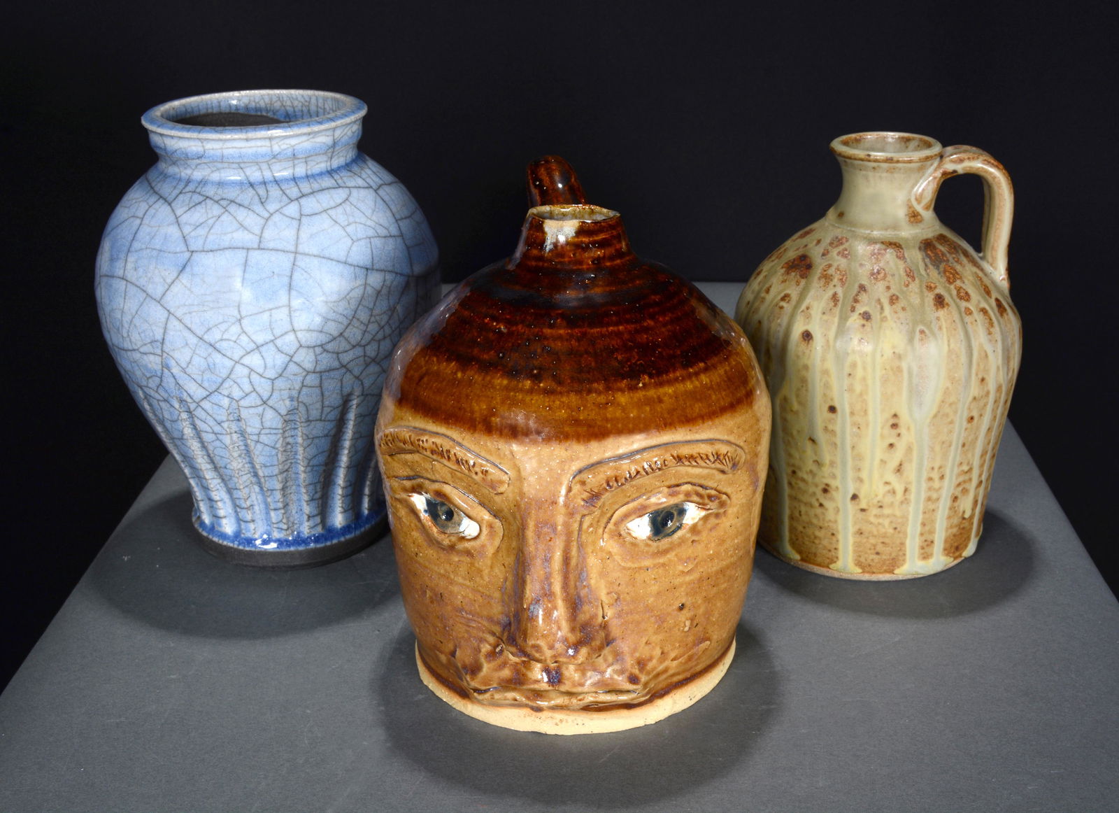 J.L.M. & Ross Bayant. Face Jug & 2 Vases. (1 of 2)