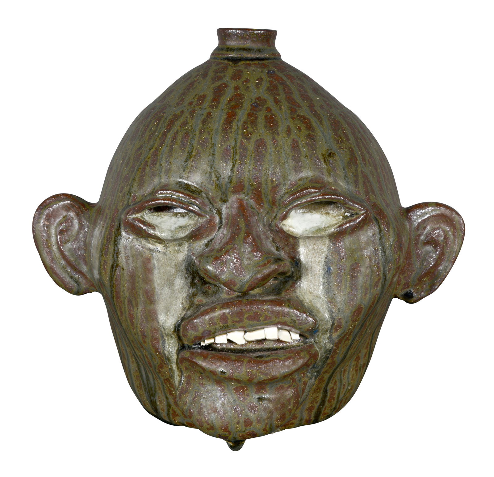 Matthew Hewell. Runny-Eyed Face Jug With Tobacco-Spit Glaze. (1 of 6)