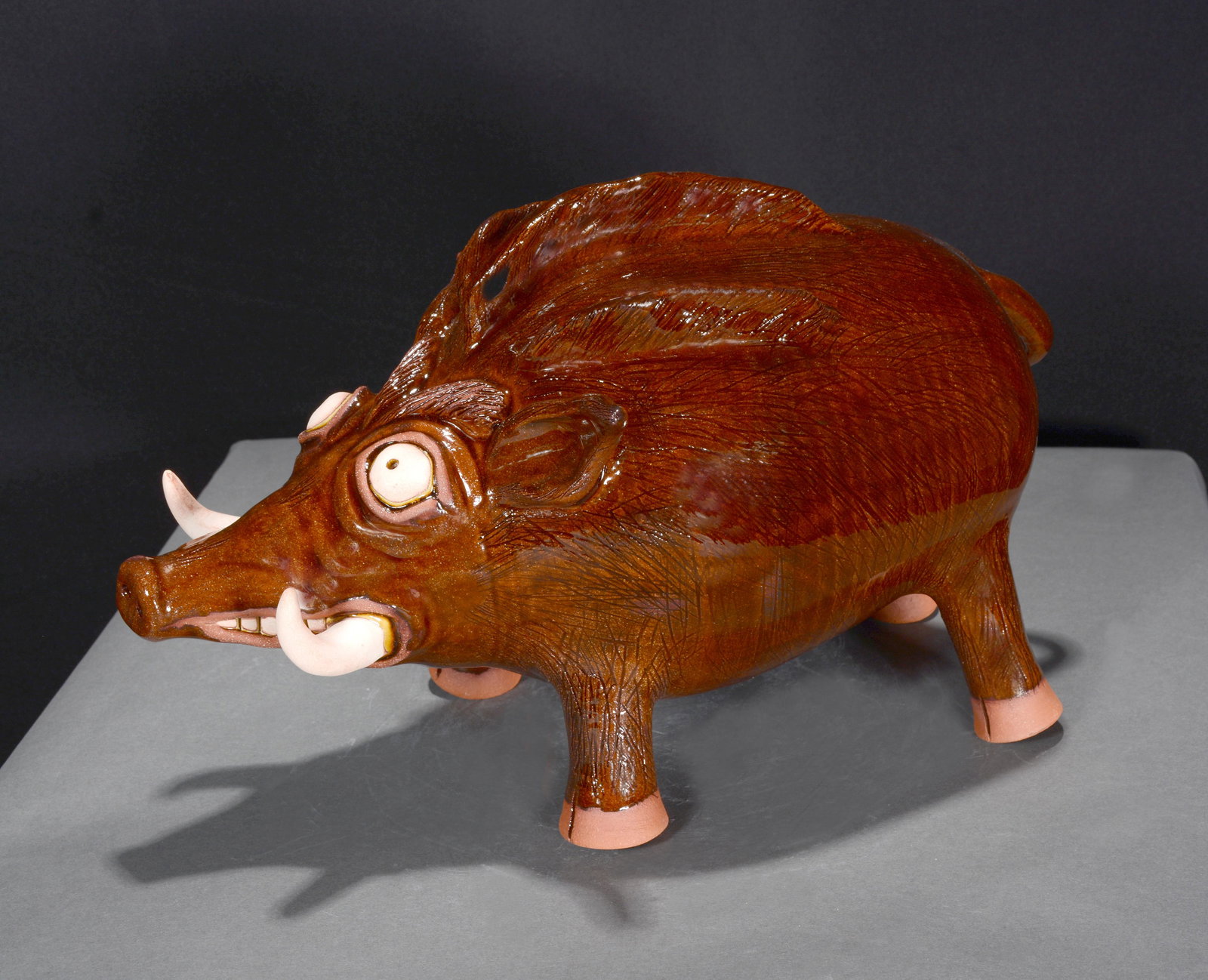 Karen LaBarga. Razor Back Hog With Brown Glaze. (1 of 6)