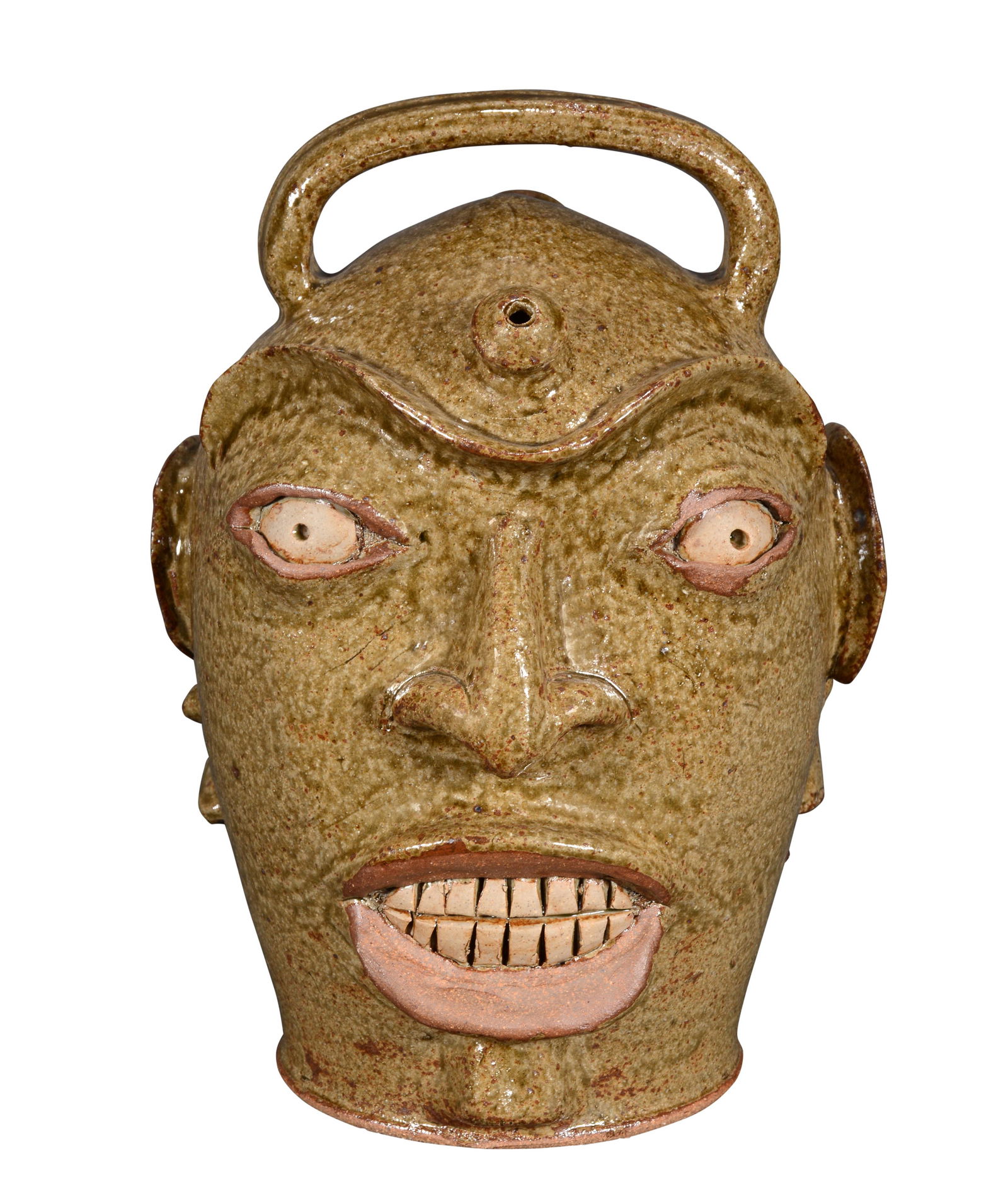 Michel Bayne. Large Edgefield-Style Monkey Spout Face Jug. (1 of 6)