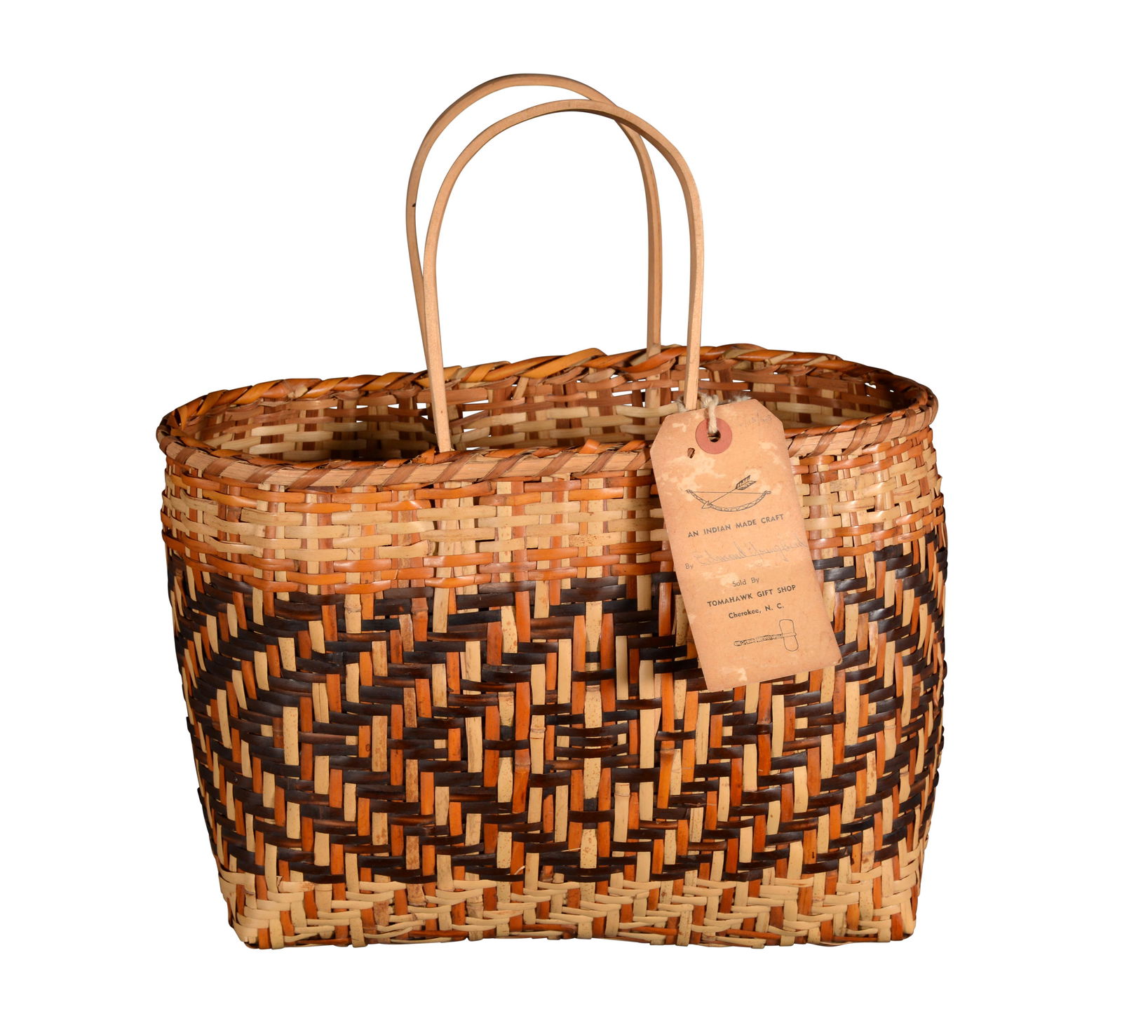 Edmund Youngbird. Double-Handle Tri-Colored Rivercane Purse. (1 of 6)