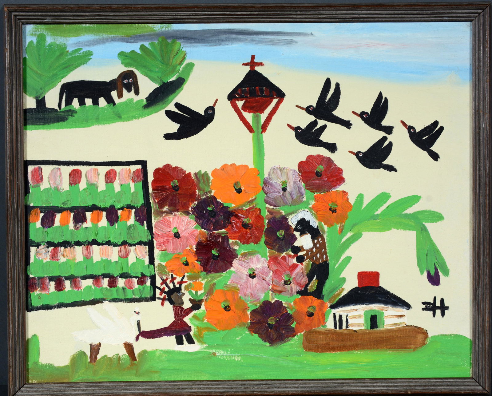 Clementine Hunter. Uncle Tom & Eliza In the Flower Garden. (1 of 7)