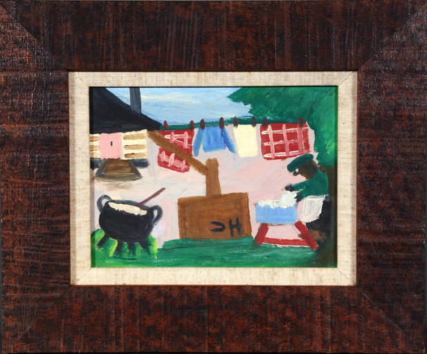 Clementine Hunter. Early Wash Day. (0086) on Apr 23, 2022 Slotin Folk Art in GA