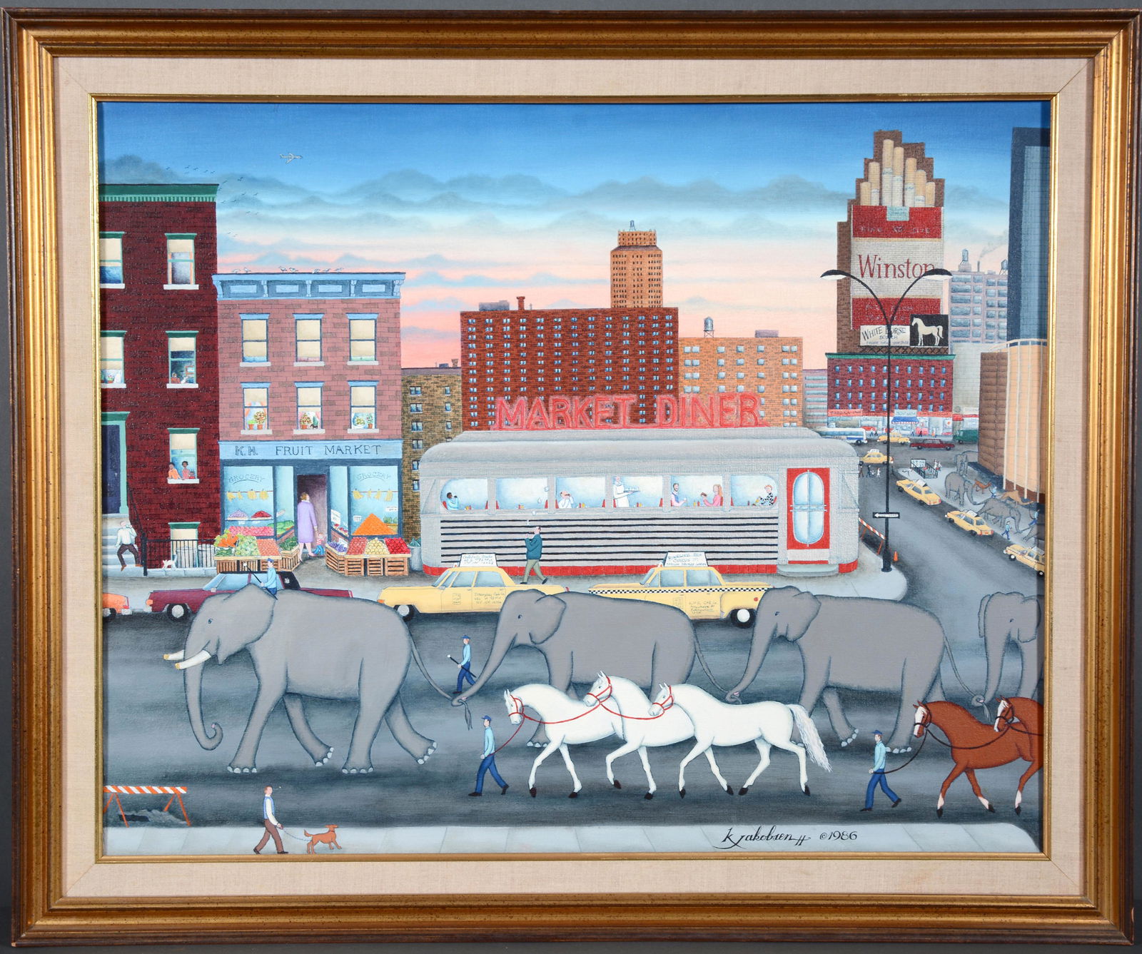 Kathy Jakobsen. Ringling Elephants In Front Of Market Diner. (1 of 11)