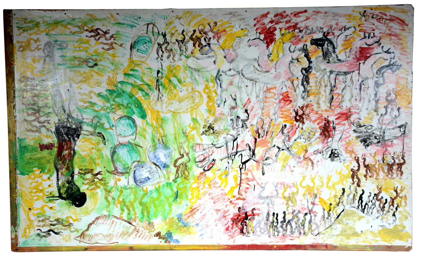 Purvis Young. Busy Colorful Scene With Horses, People, Etc. (1 of 7)