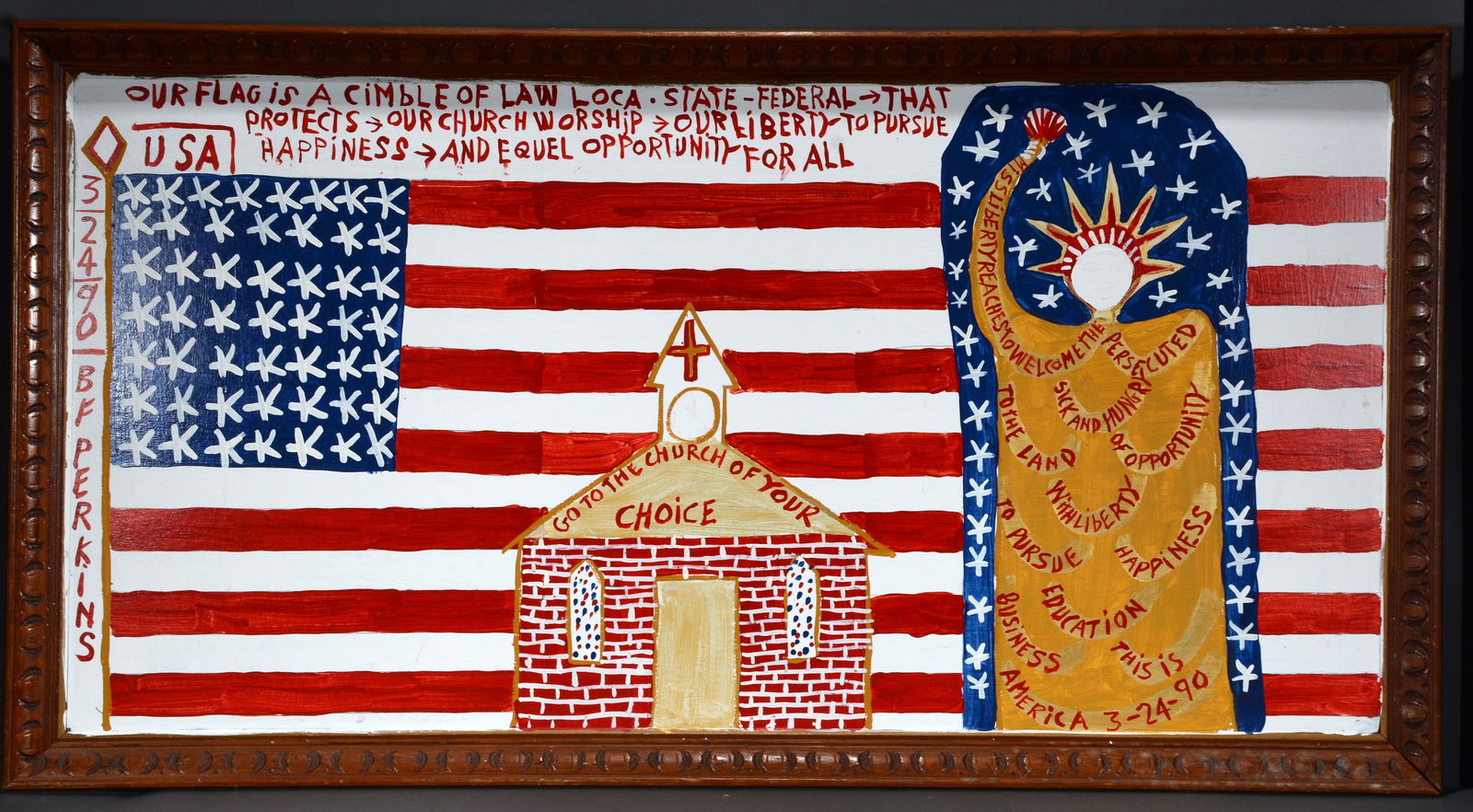B.F. Perkins. Large Flag With Liberty & Church. (1 of 6)