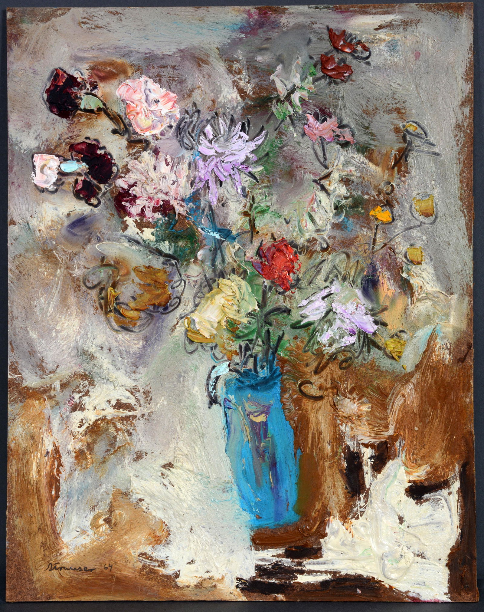 Sterling Strauser. Small Still Life Flowers In Vase. (1 of 4)