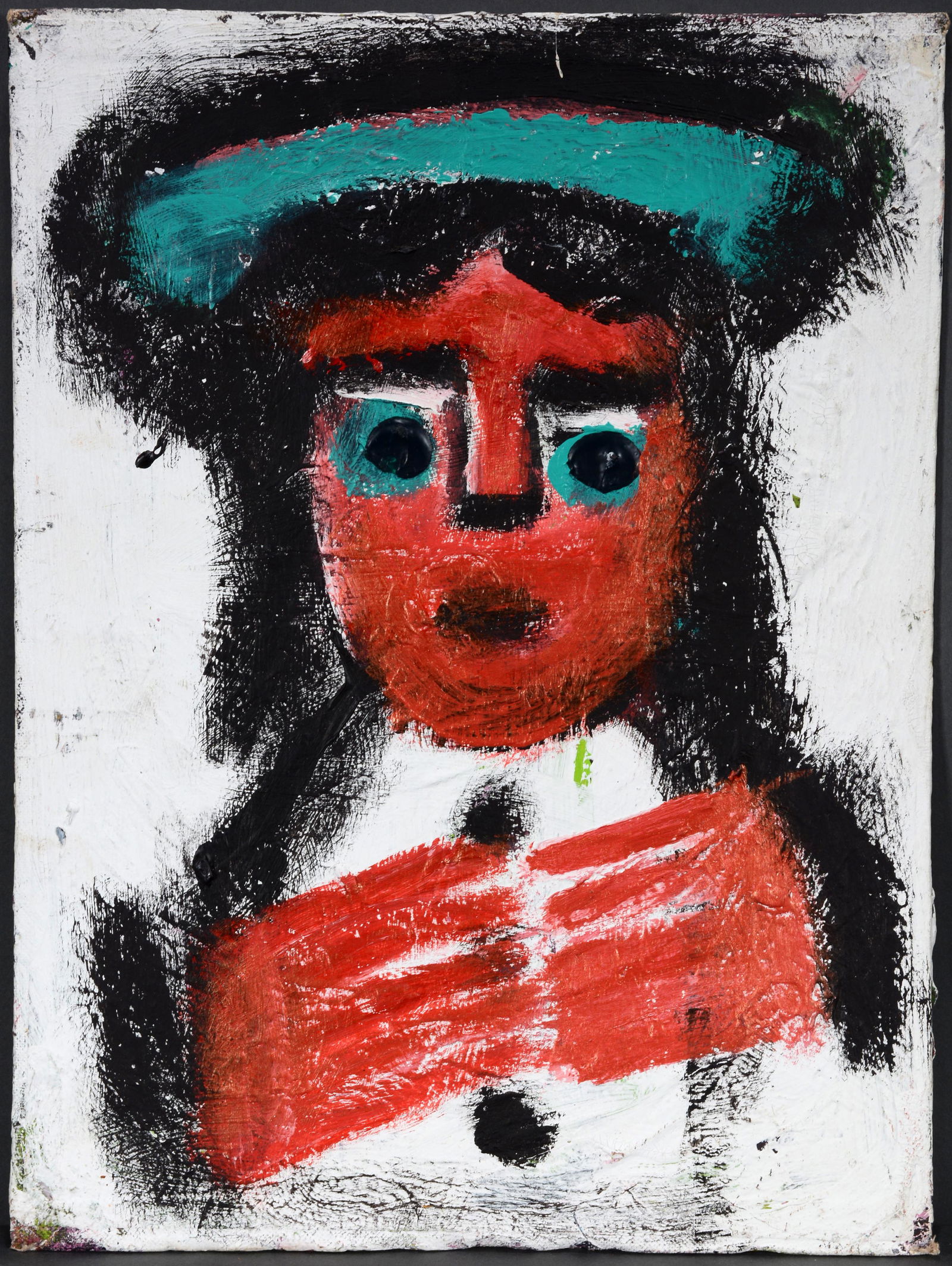 Eddy Mumma. Dbl-Sided Red Portraits Wearing Hats. (1 of 3)
