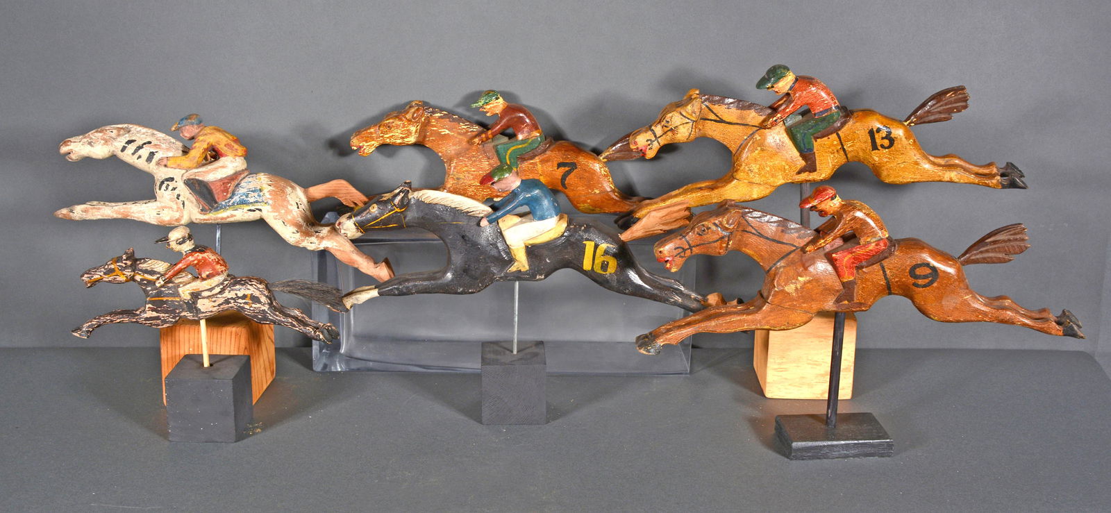 Early Group of Six Side Show Gaming Horse Race Figures. (1 of 3)