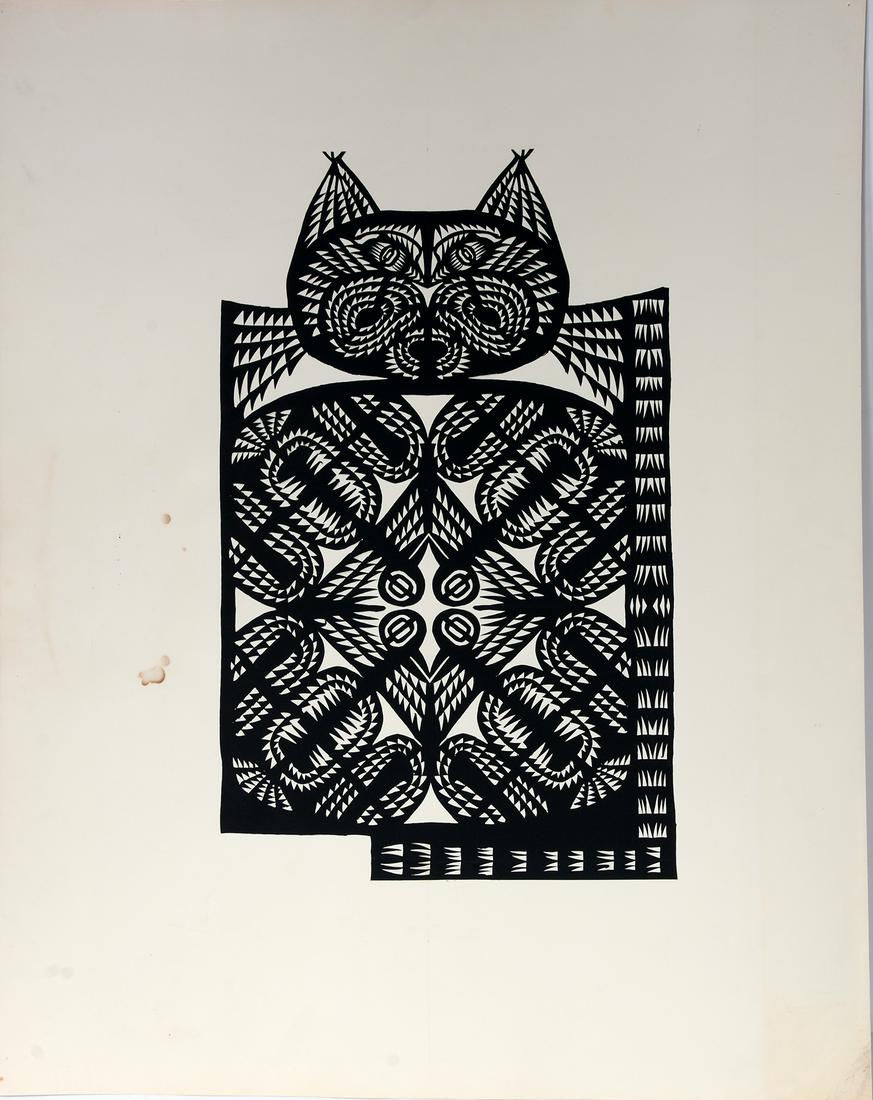Unknown Artist. Black and White Cat. (1 of 5)