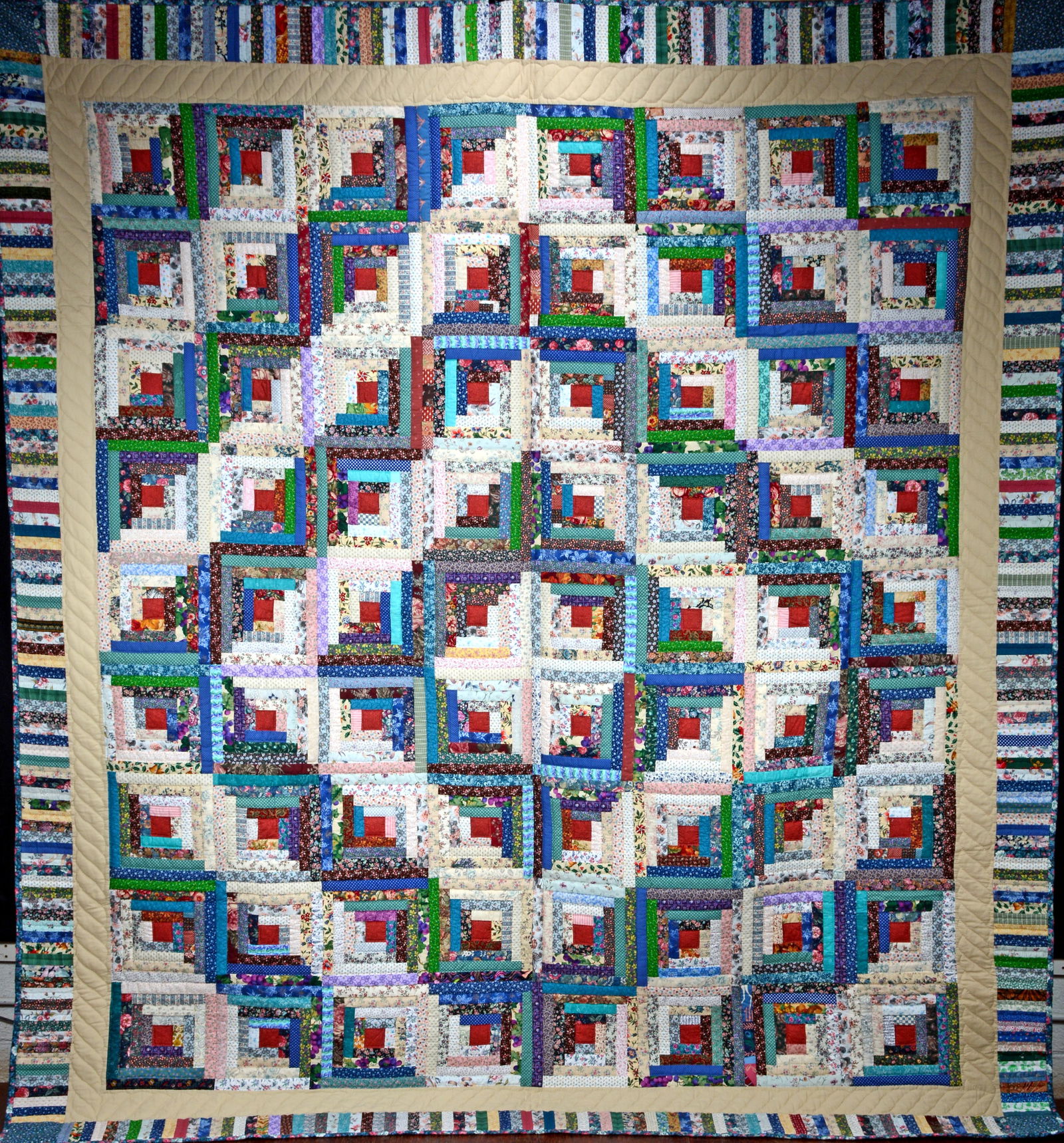 Magdelena Stoltzfus. Log Cabin Design Quilt. (1 of 5)