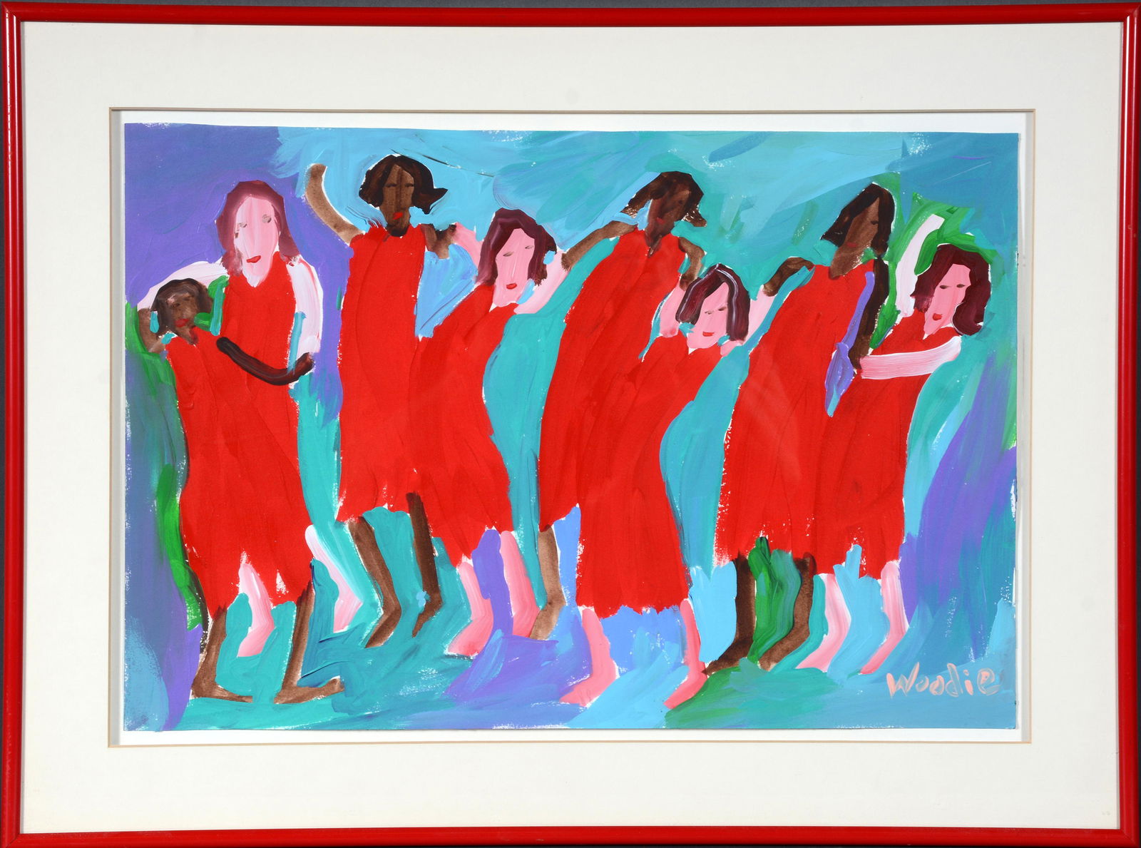 Woodie Long. Dancing Girls In Red Dresses. (1 of 3)