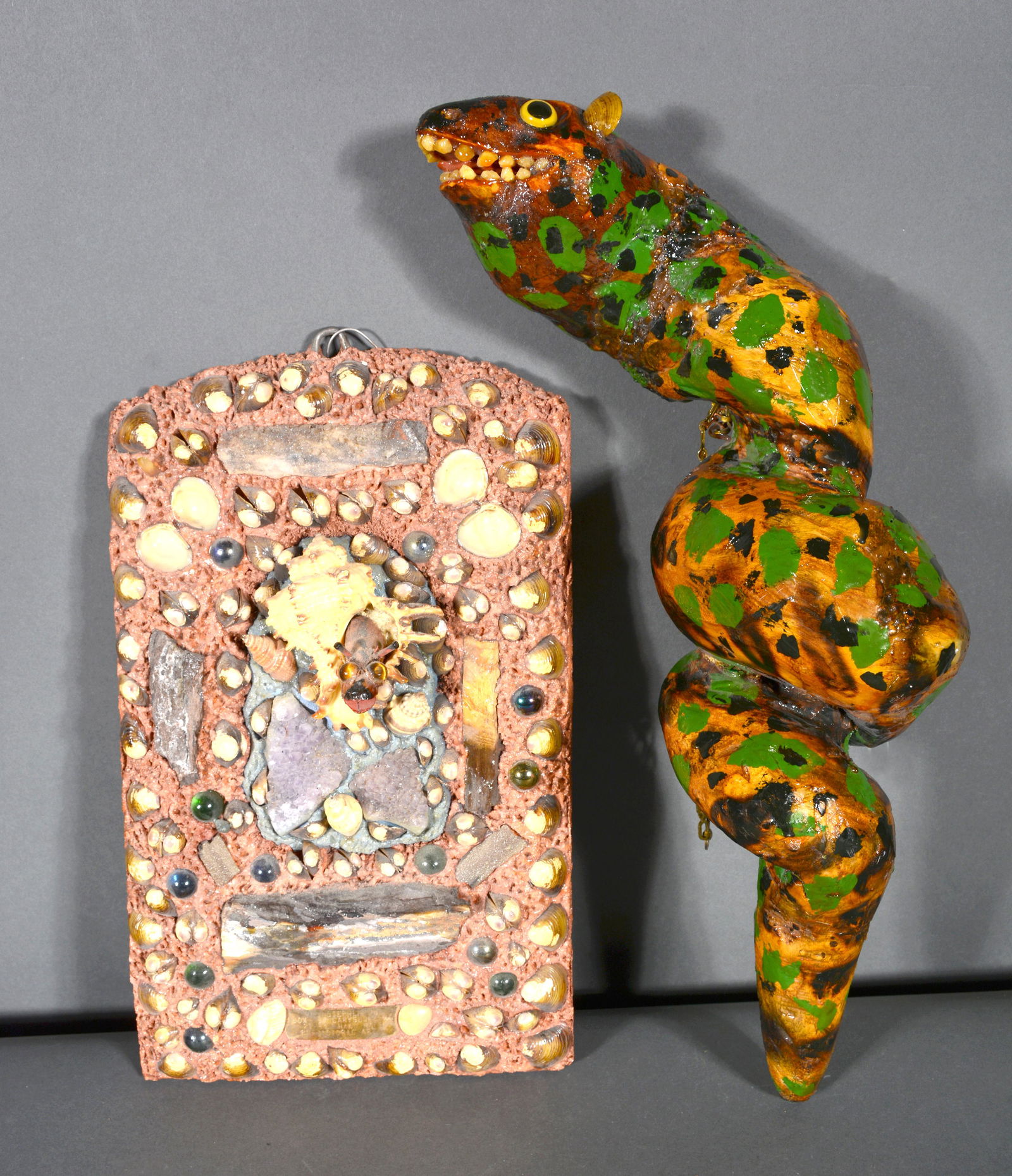 Q.J. Stephenson. Snail Coming Out of Shell Plaque and Root Snake. (1 of 8)