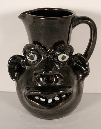 Jerry Brown Face Pitcher.: Face Pitcher. Dated 3/2003. 10"h. Mint condition. Est. $100-200. Ship: $35