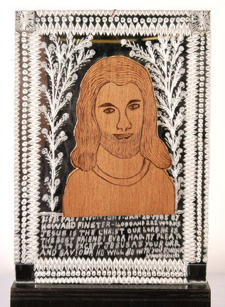Howard Finster Jesus Is Our Lord, #4,222.: Jesus Is the Christ Our Lord, #4,222. Plexiglass, wood, beads. Signed, numbered and dated, Jan. 28, 1985. 12" x 16.5" h. Mint condition. Provenance: Phyllis Kind Gallery. Est. $1,500-2,000. Ship: $35