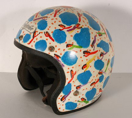 Howard Finster Jesus Is Coming Crash Helmet.: Jesus Is Coming Crash Helmet, #42,272. Paint and marker on vetter motorcycle helmet. Signed, numbered and dated, Aug. 15, 1997. Great condition. 10" x 10" x 10". Est. $400-600. Ship: $35