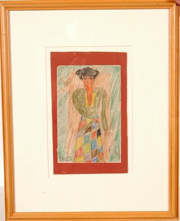 Justin McCarthy A Star.: A Star. Crayon on paper. Image is 5.5" w x 8.5"h. Frame is 15" w x 19" h. Excellent condition. Est. $300-500. Ship: $25