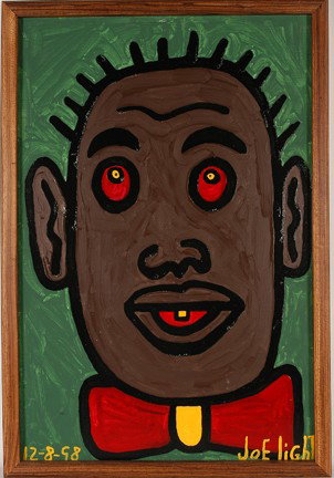 Joe Light Black Portrait.: Oil on canvas. Signed and dated, 12/8/98. Excellent condition. 26" w x 38"h with frame. Est. $200-300. Ship: $85