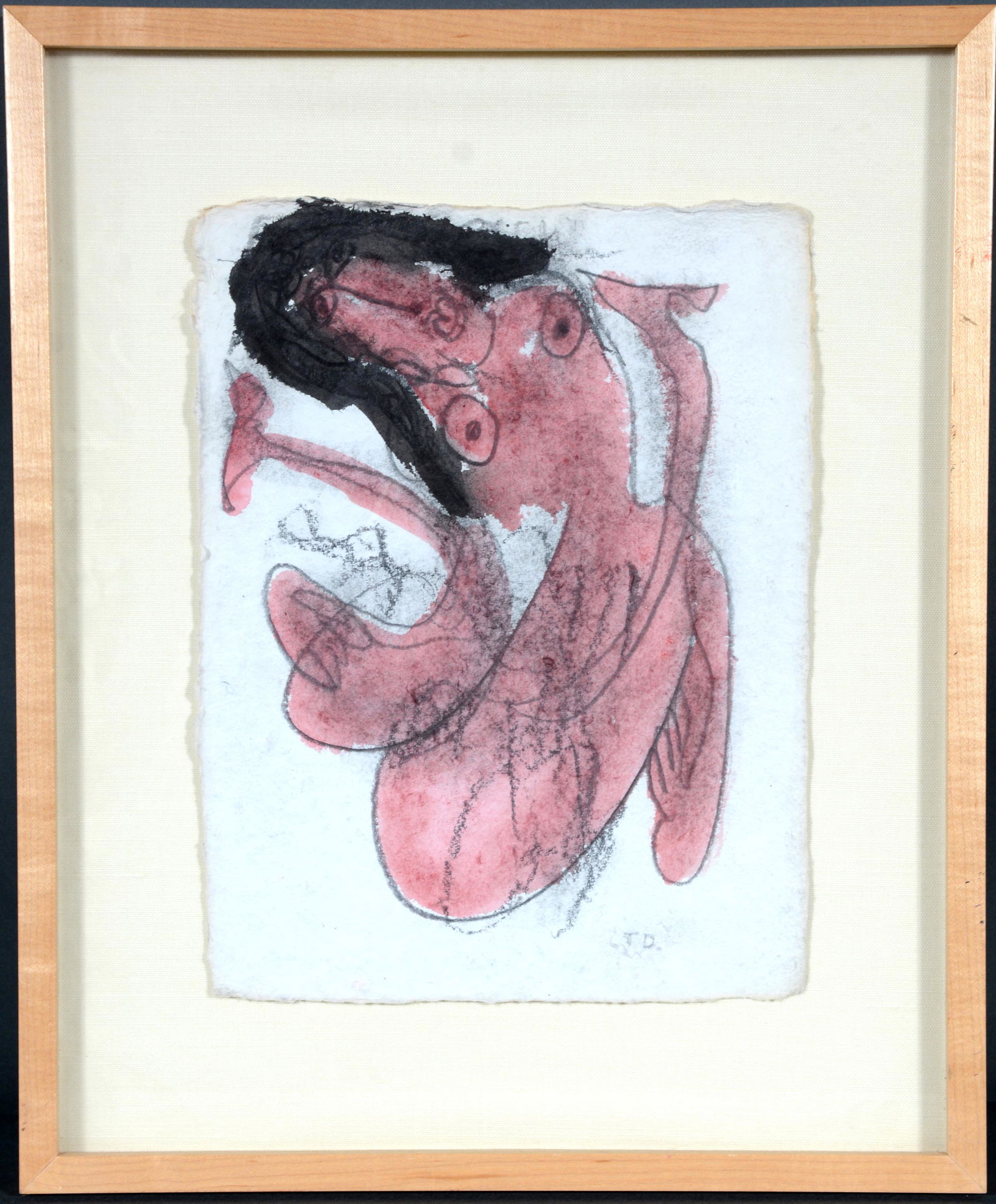 Thornton Dial, Sr. Small Nude.: Thornton Dial, Sr. Small Nude. Initialed. Graphite and watercolor on artist paper. Excellent condition. Image is 9.5"w x 12.5"h. Frame is 15"w x 18"h. Est. $800-1,200. Ship: $45