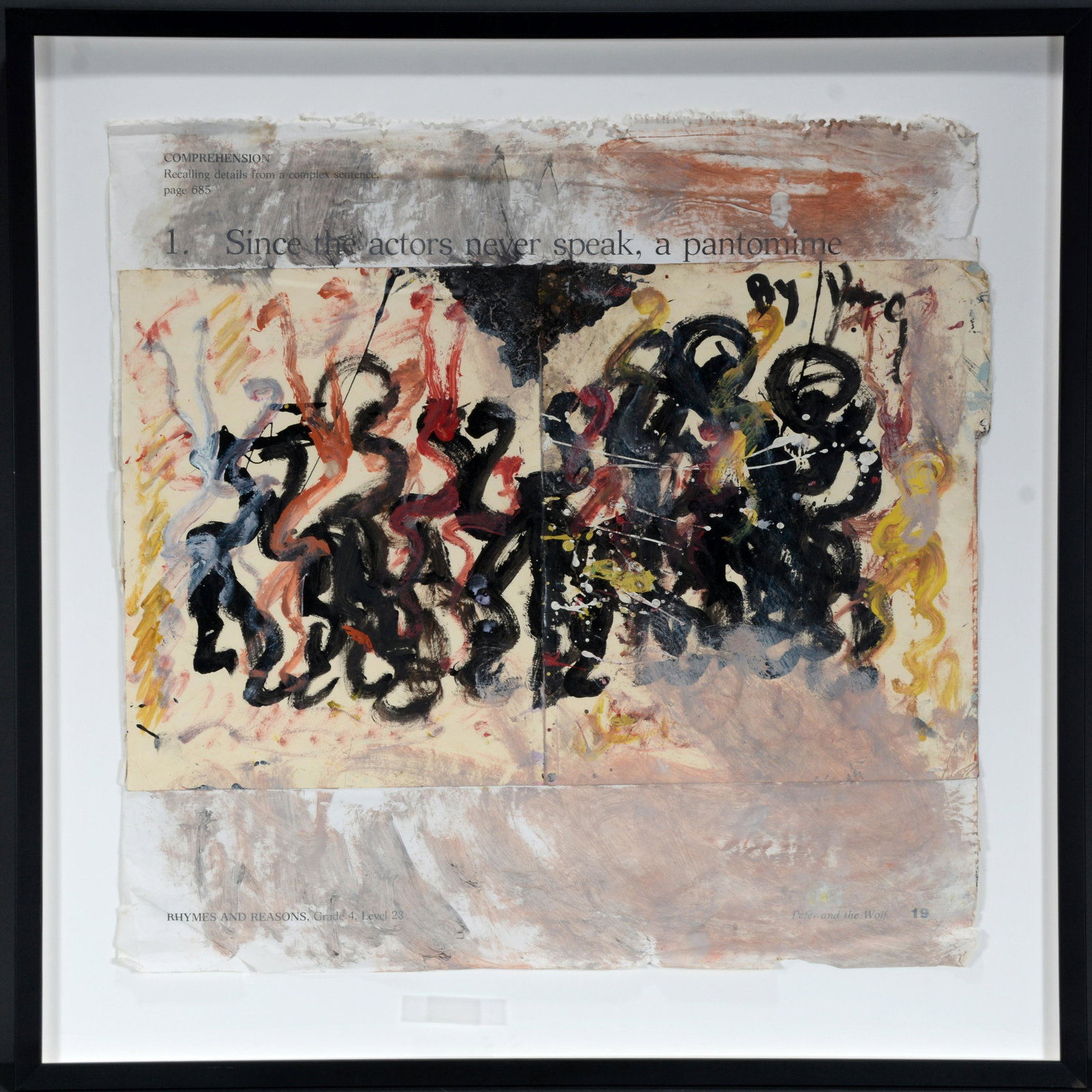 Purvis Young. Actors Never Speak.: Purvis Young. Actors Never Speak. Signed. Paint on found large paper. Excellent condition. Size with frame is 31" x 31". Est. $1,000-2,000. Ship: $85
