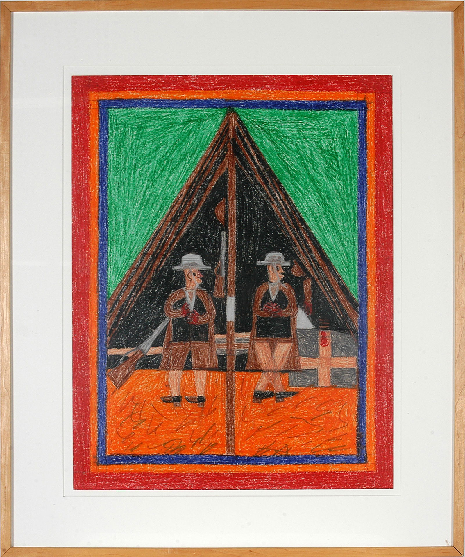 Eddie Arning. Hunters In A Tent. (1 of 2)