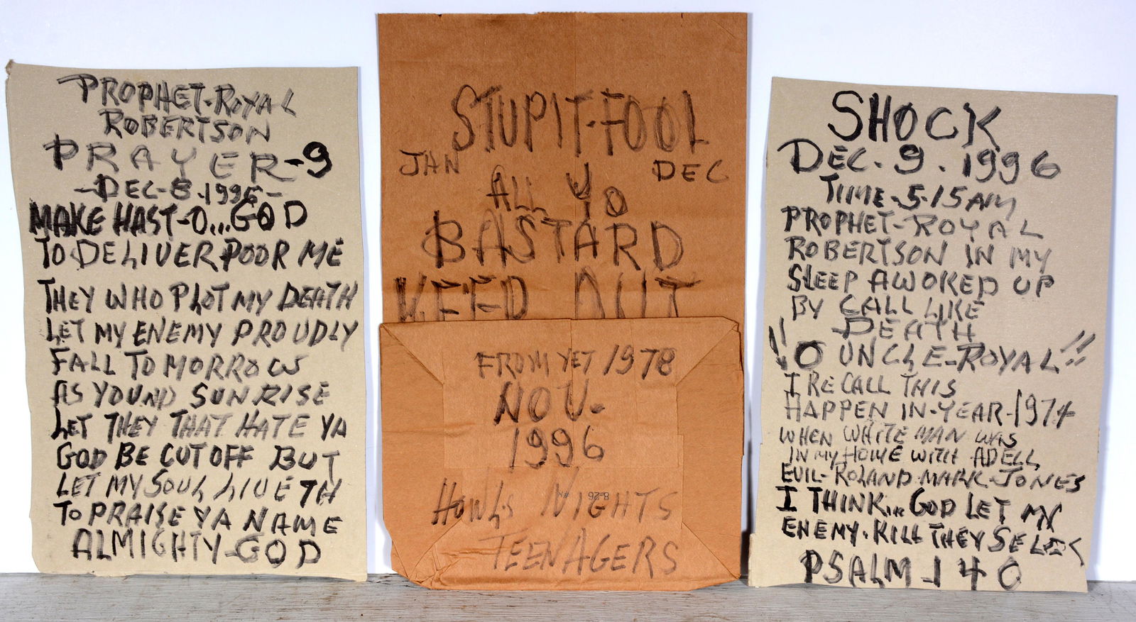 Prophet Royal Robertson. 3 Works With Writing. (1 of 2)