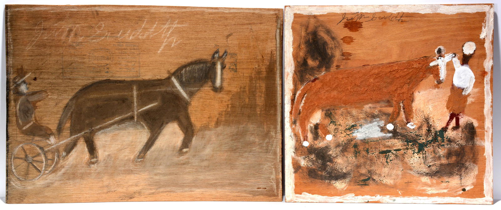 Jimmy Lee Sudduth. Horse & Cow Paintings. (1 of 2)