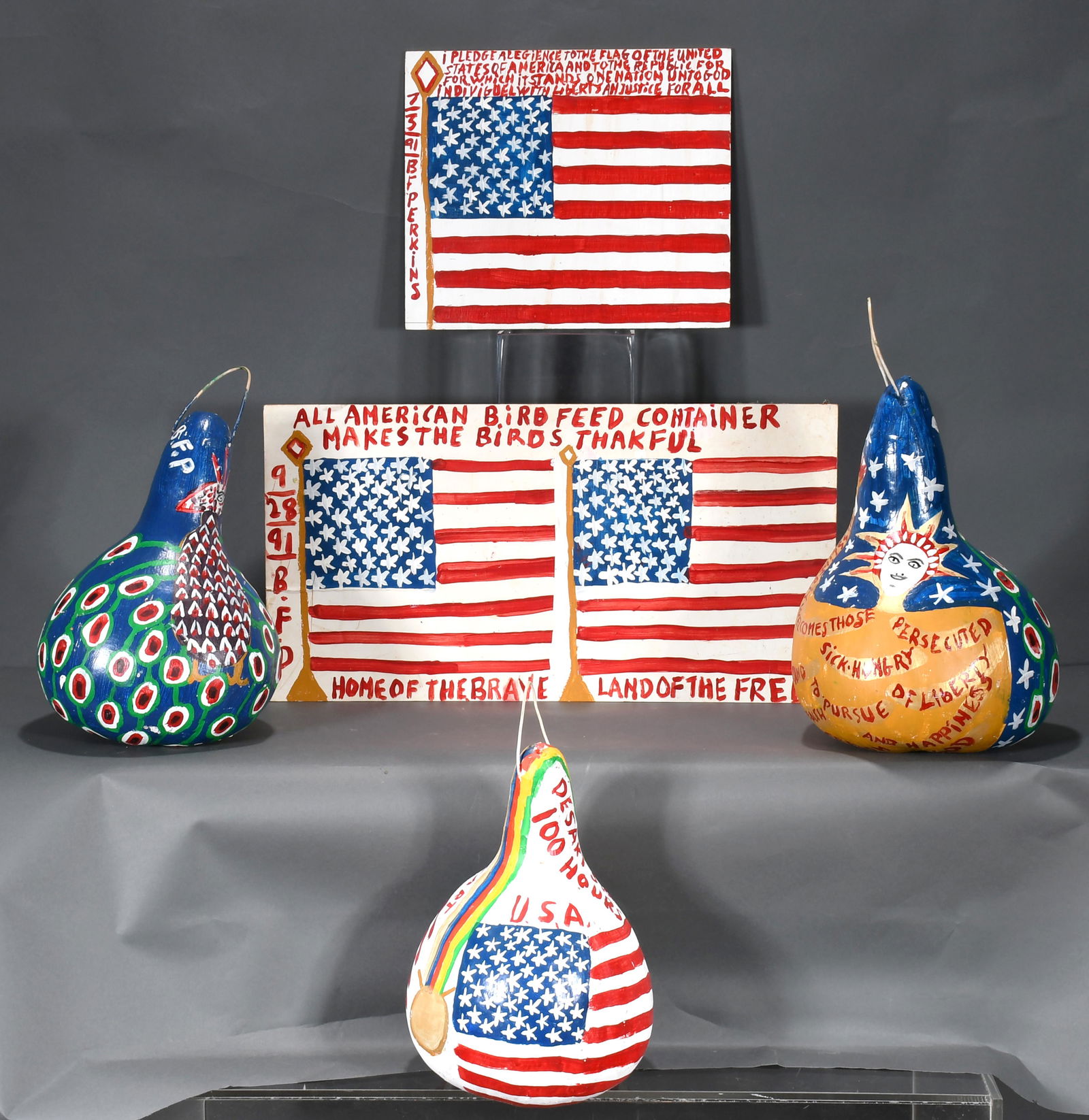 B.F. Perkins. 2 Flags & 3 Gourds. (1 of 4)