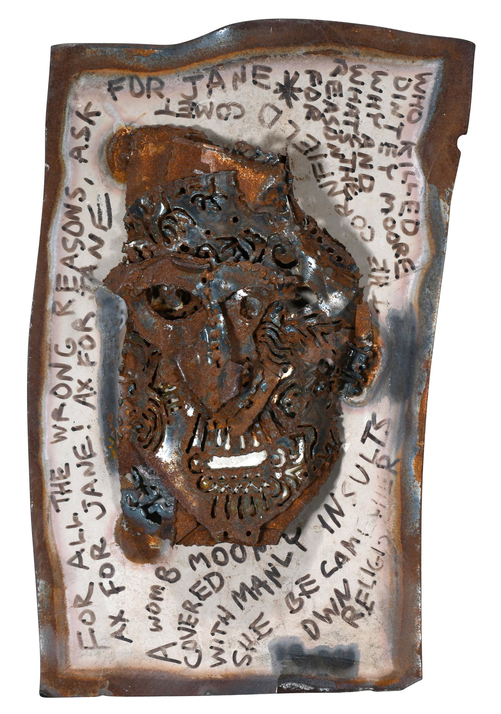 Clyde Angel. The Boxer.: Clyde Angel. The Boxer. Not signed or dated. Story written on front and back. Scrap metal and mixed media construction. Great condition. 8"w x 13"h. Est. $200-300. Ship: $45