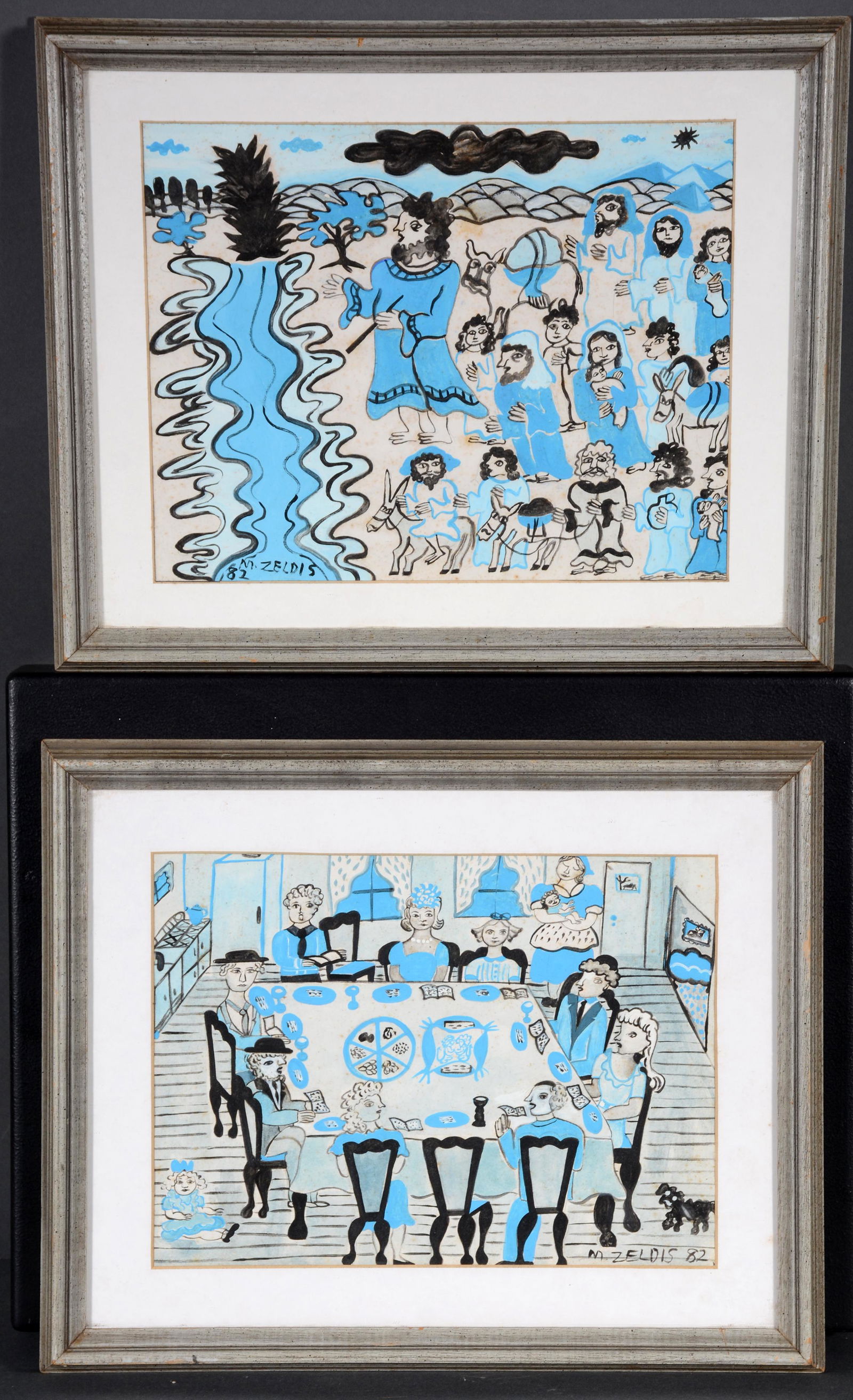 Malcah Zeldis. Passover Sedar and Moses. (1 of 3)