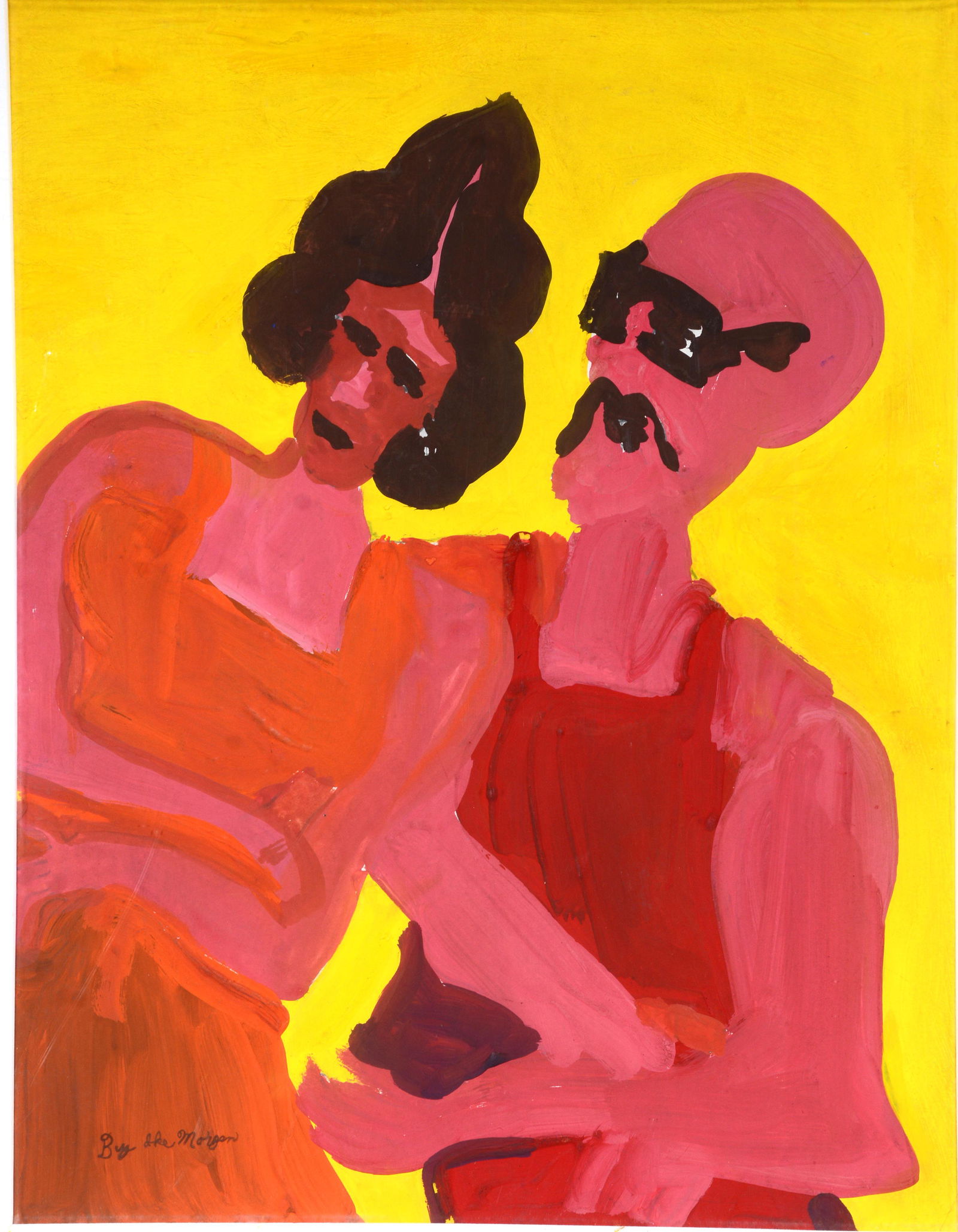 Ike Morgan. Untitled (Couple).: Ike Morgan. Untitled (Couple). 1992. Acrylic on paper. Excellent condition. 15" x 19.5". Matt 21" x 26". Est. $300-500. Ship: $65