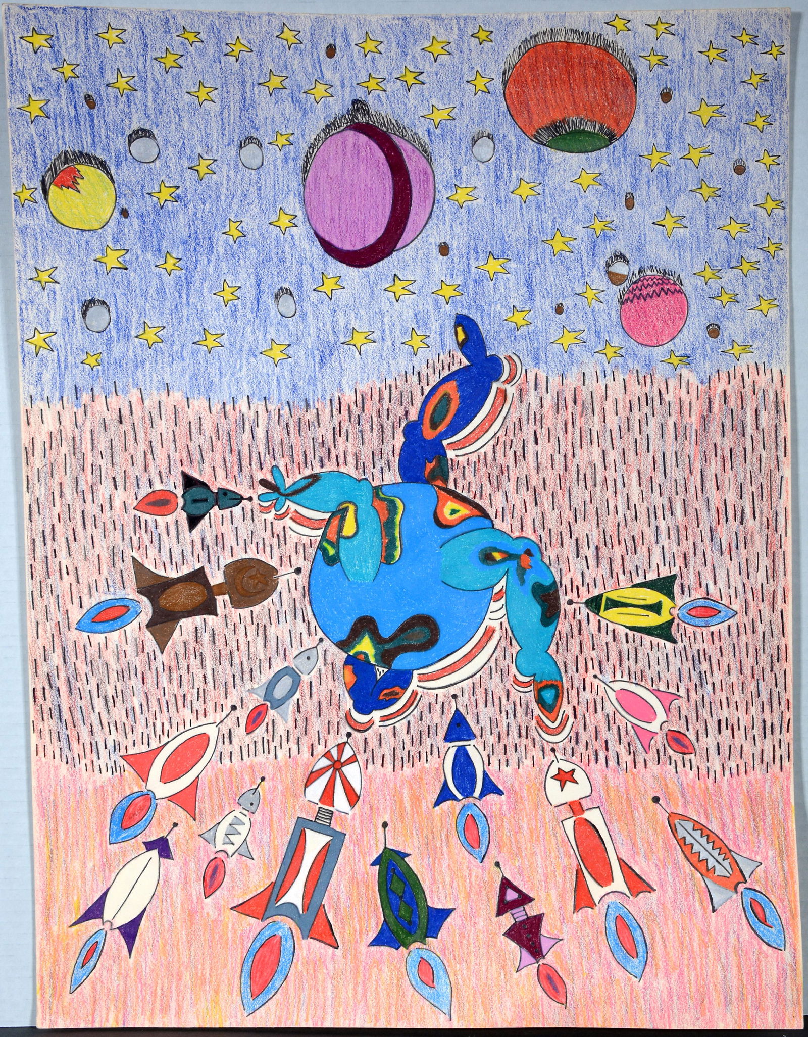 Louis Walker, Jr. Pop Art Phallic Space Scene. (1 of 2)