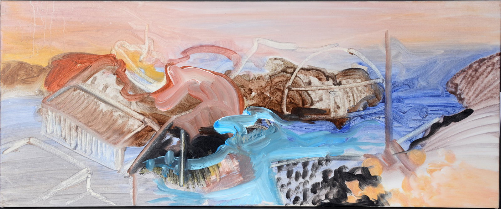 Jeremy Down. Kimmurut.: Jeremy Down. Kimmurut. 2005. Signed and dated on verso. Oil on canvas. 44"w x 18"h. Excellent condition. Provenance: Purchased directly from the artist in 2005. Est. $300-500. Ship: $85