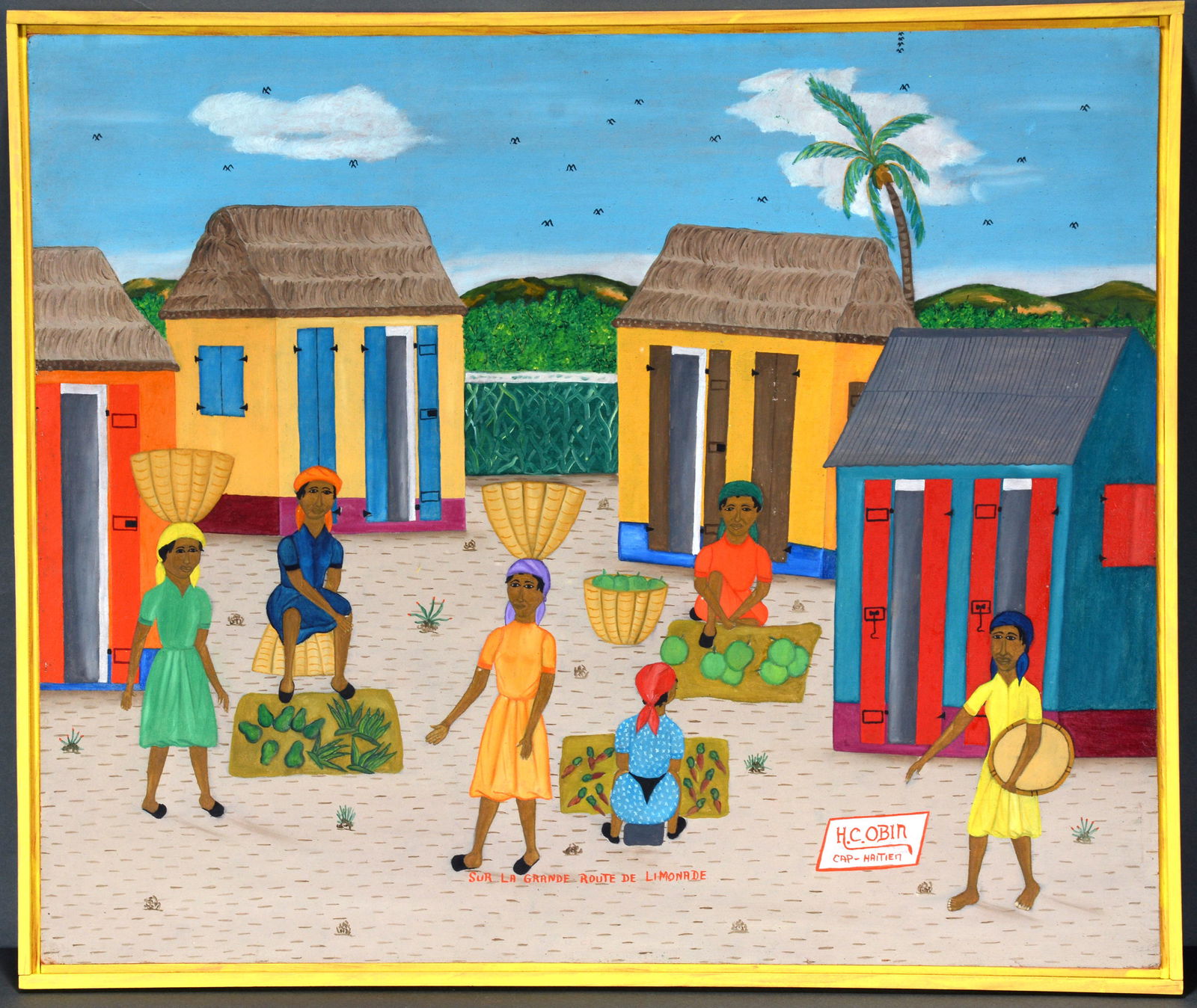 Henry Claud Obin. Sur La Grande Route.: Henry Claud Obin. Sur La Grande Route. Signed and titled. Paint on Masonite. Great condition. 25" x 21". Est. $300-500. Ship: $55