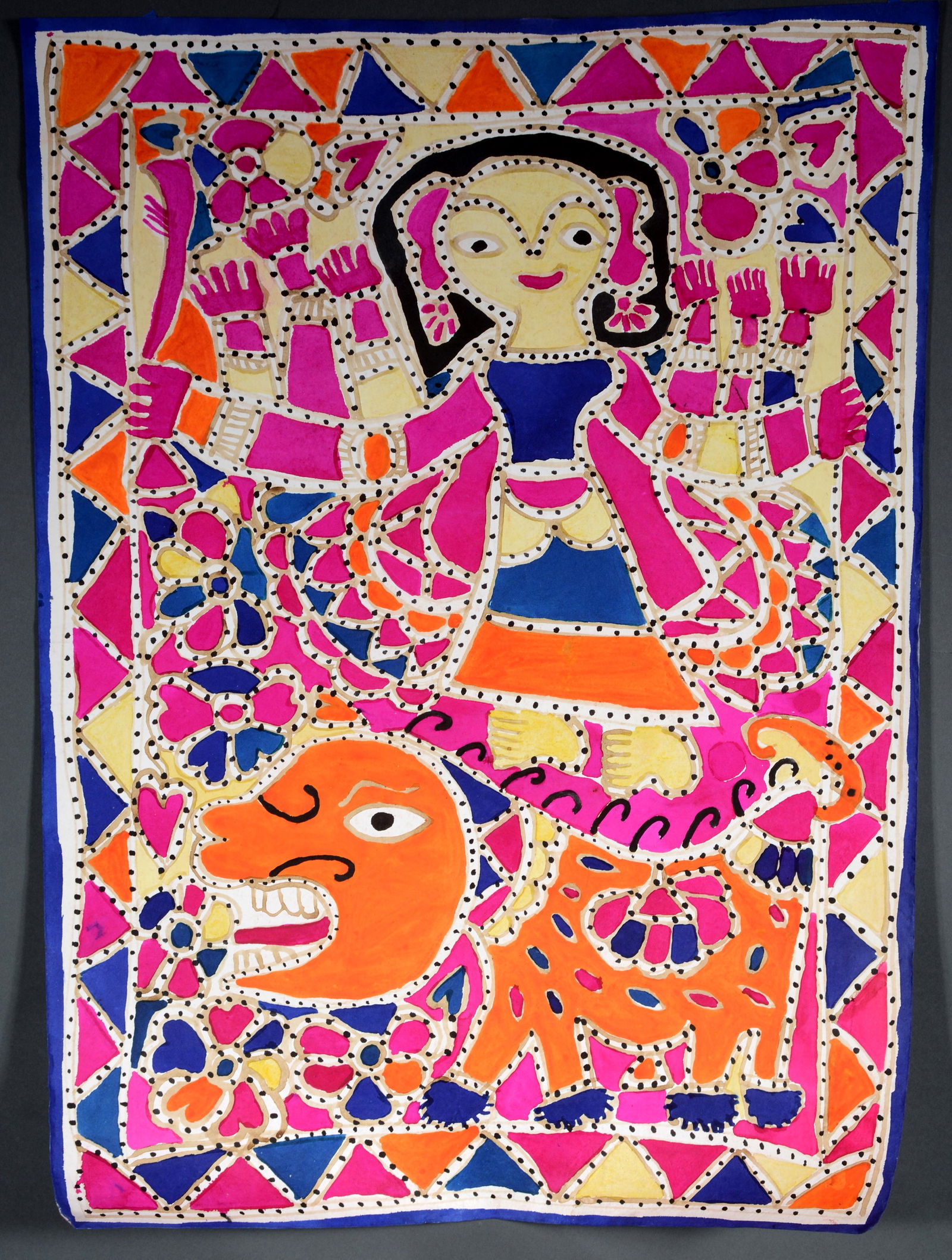 Unknown Indian Artist. Sheba On A Lion. (1 of 2)