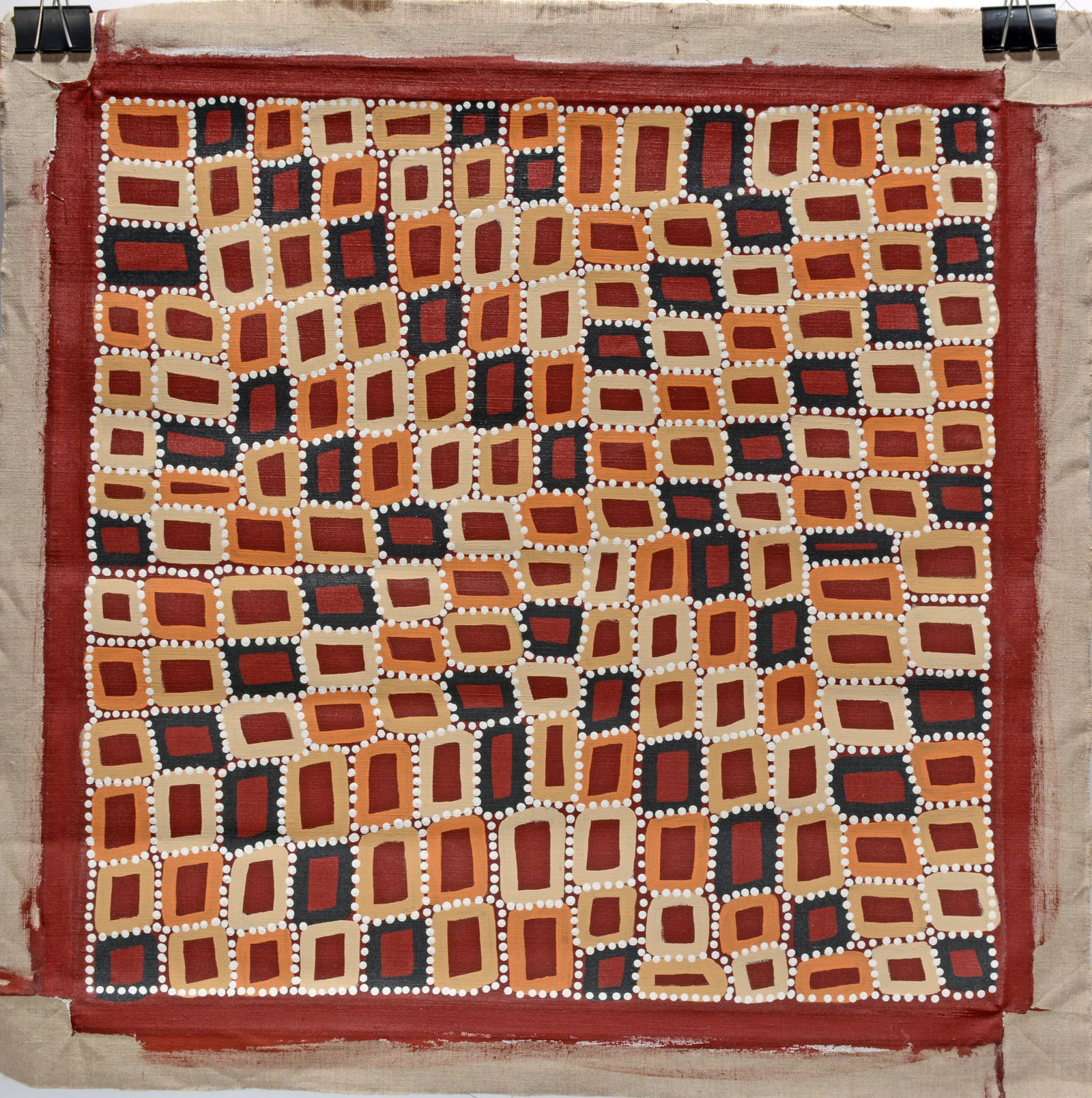 Walala Tjapaljarri. Square Patterns With White Dots. (1 of 2)