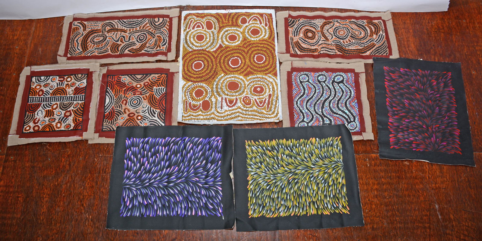 Variety of Aboriginal Artists. Nine Paintings. (1 of 2)