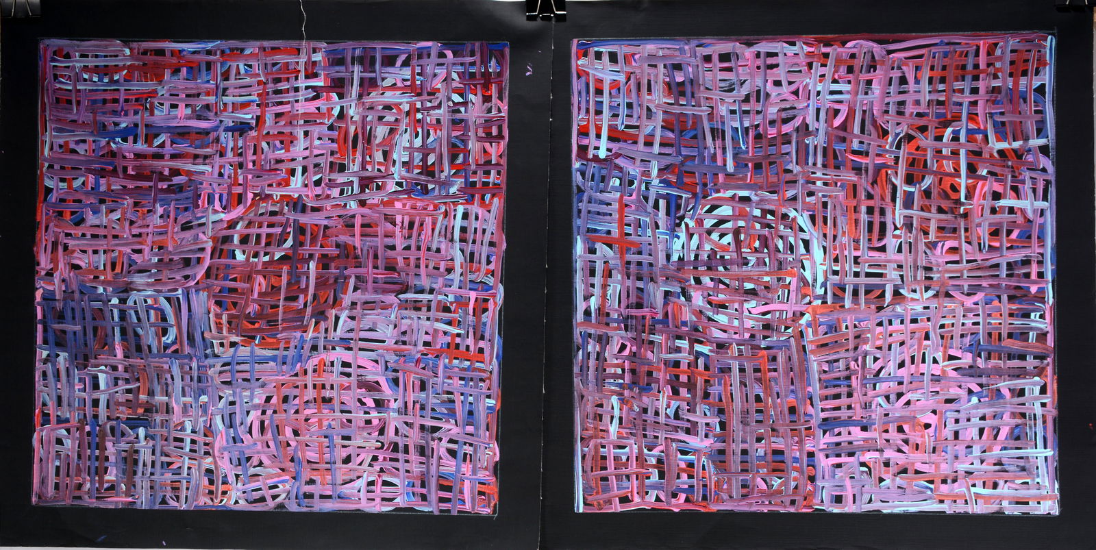 Betty Mbitjana. Pair of Purplish Finger Paintings. (1 of 2)