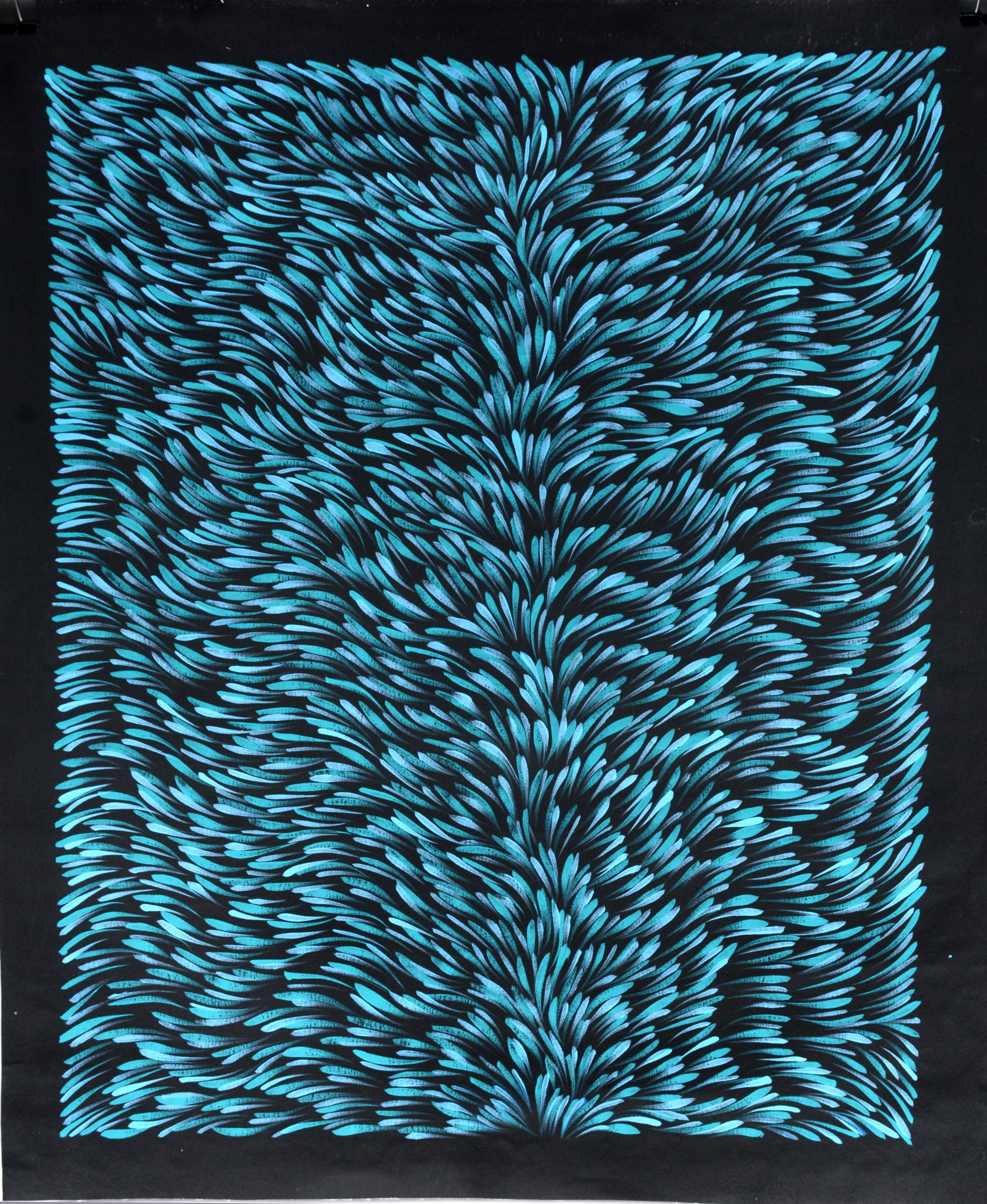 Gloria Petyarre. Blue & Black Flaming Bush Painting. (1 of 2)