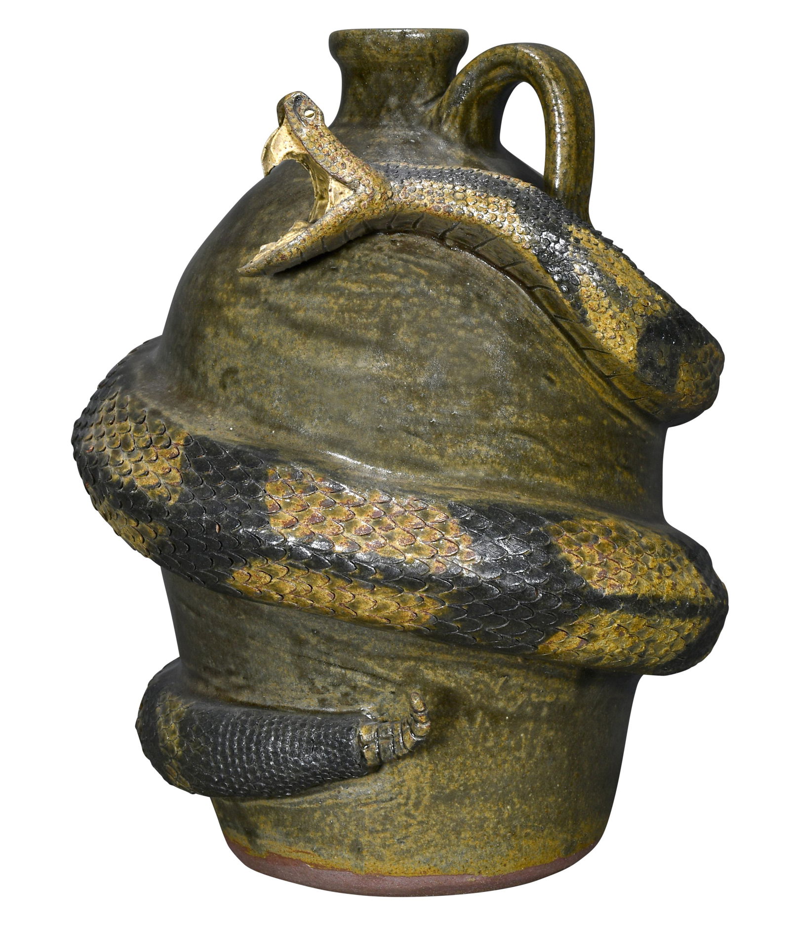 Michael & Melvin Crocker. #6 Open-Mouth Large Rattlesnake Jug. (1 of 7)