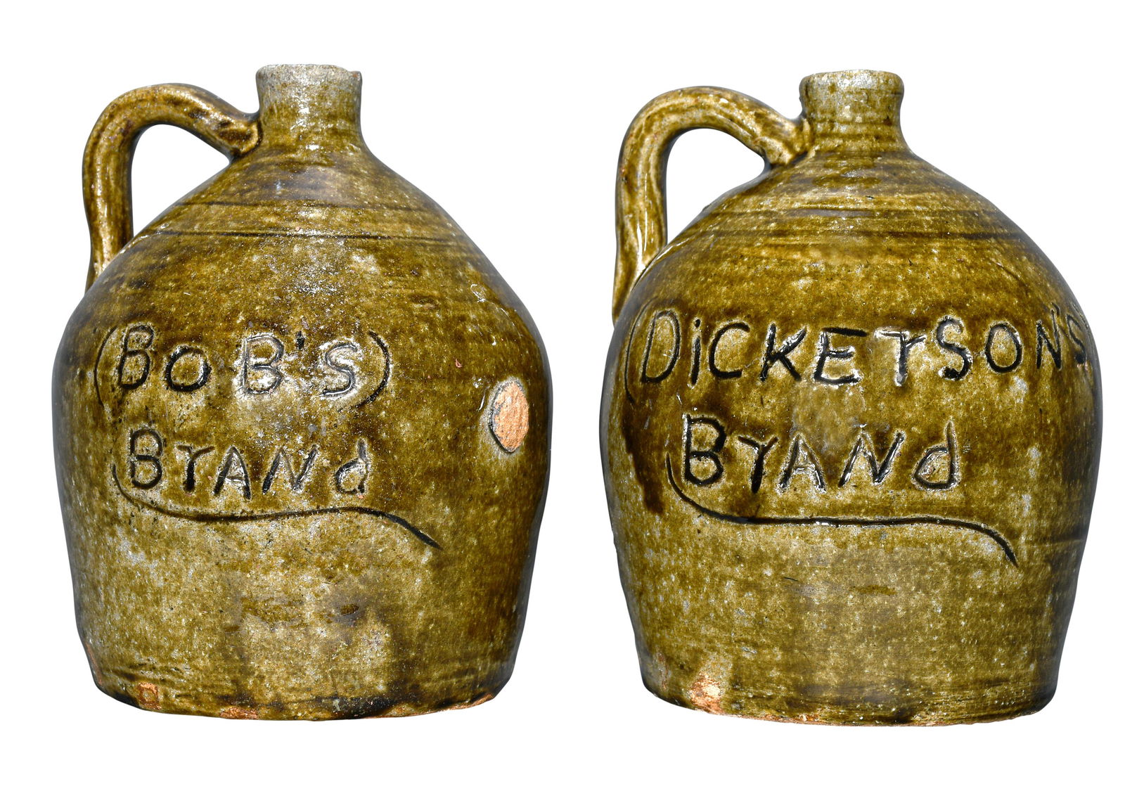 Cheever Meaders. Dickerson's & Bob's Brand Small Whiskey Jugs. (1 of 7)
