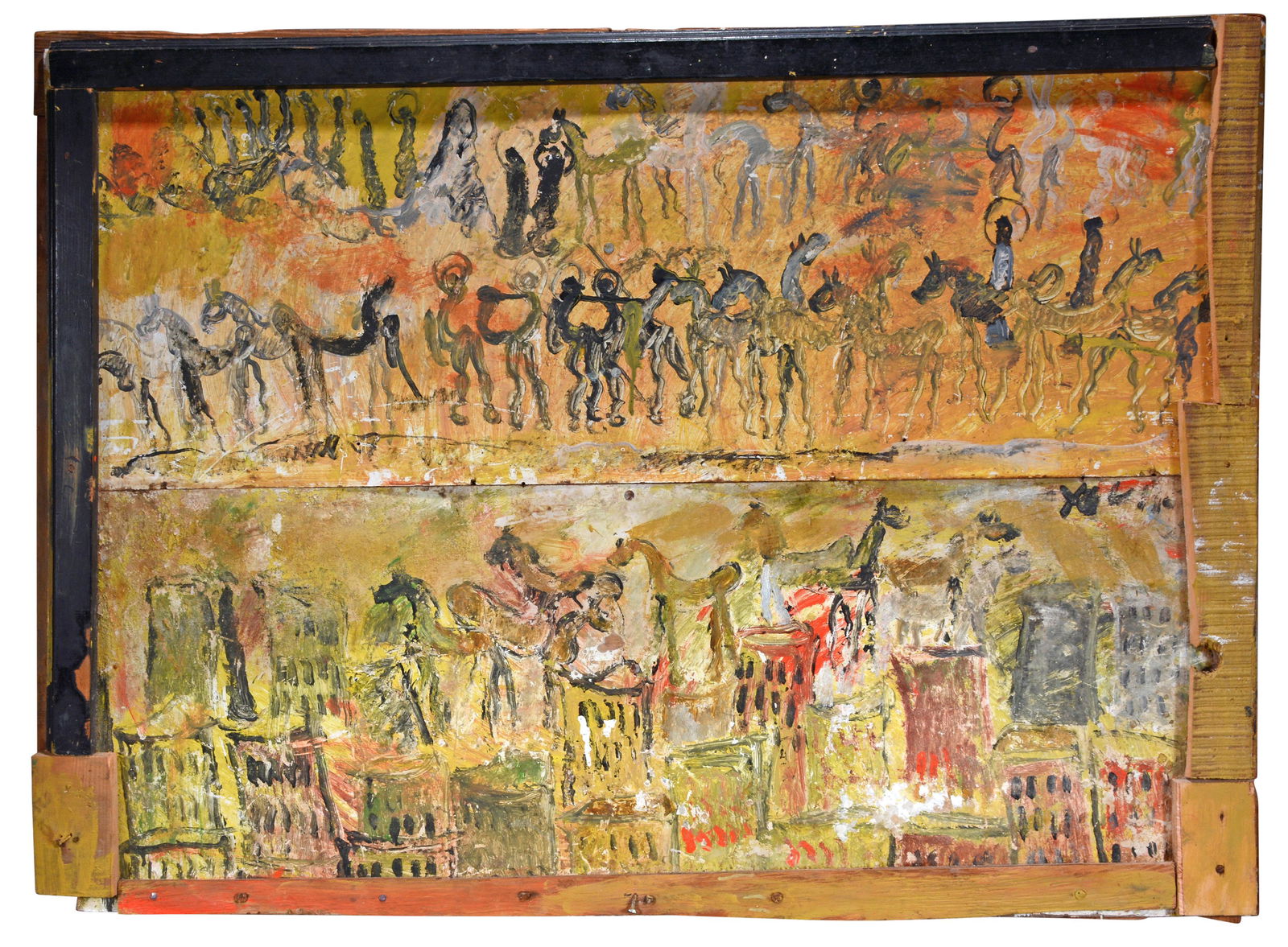 Purvis Young. Horses & Warriors Over Cityscape. (1 of 7)