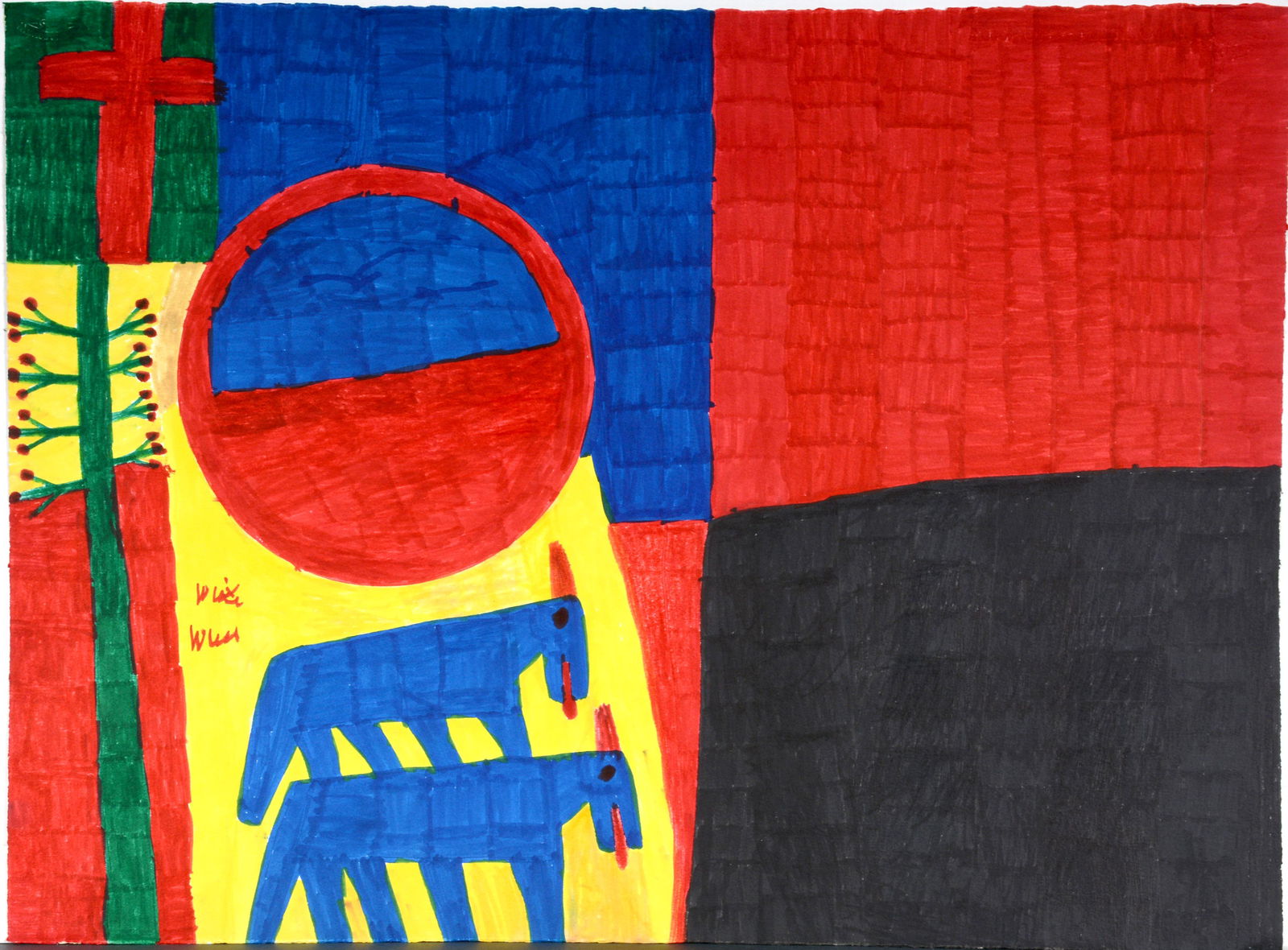 Willie White. Prehistoric Animals With Cross. (1 of 2)