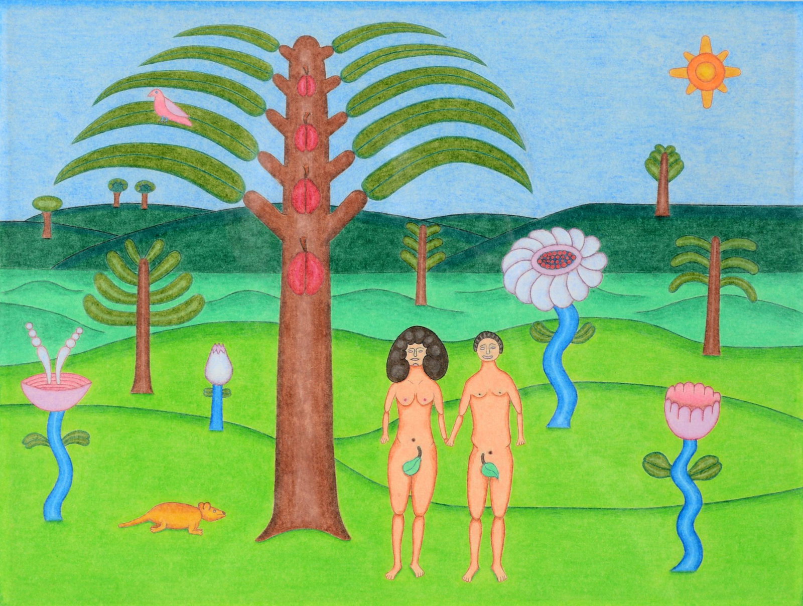 D.Z. Adam and Eve.: D.Z. Adam and Eve. Pastel on paper. Excellent condition. 19" x 16" with frame. Est. $200-300. Ship: $45